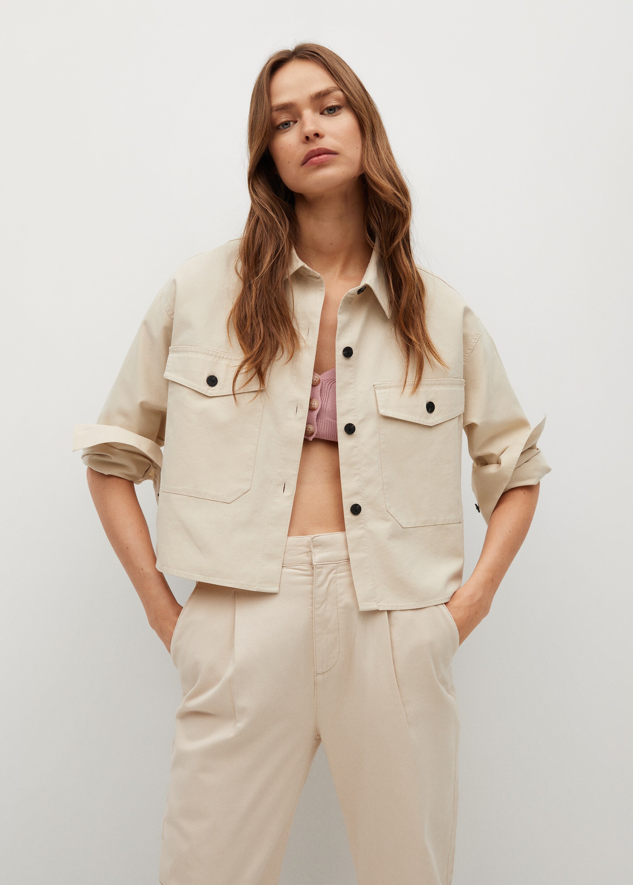 Sobrecamisa algodón crop - Plano medio