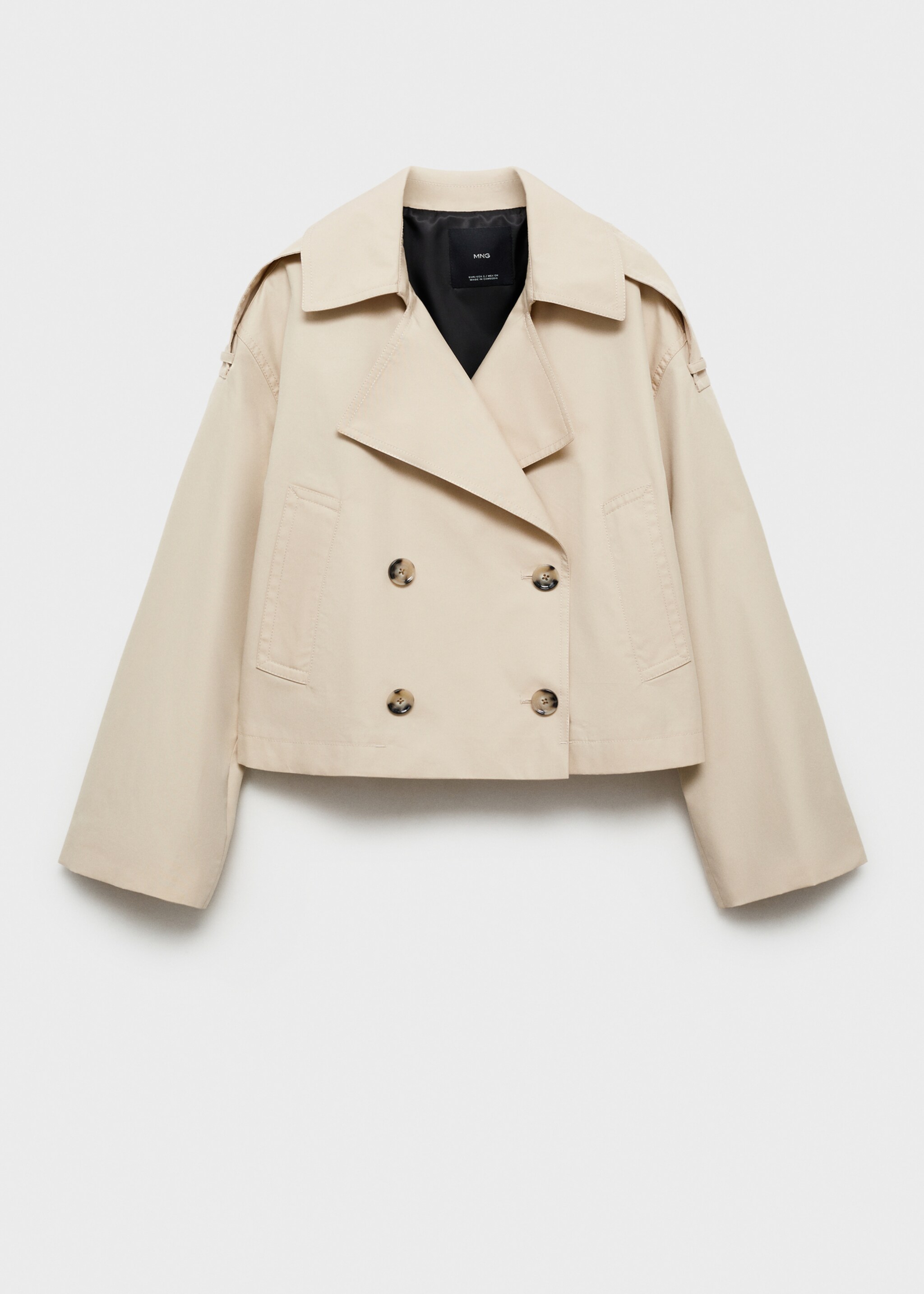 Double-breasted cropped trench coat - Article without model, Light/Pastel Grey. Ref: 87055735-00.