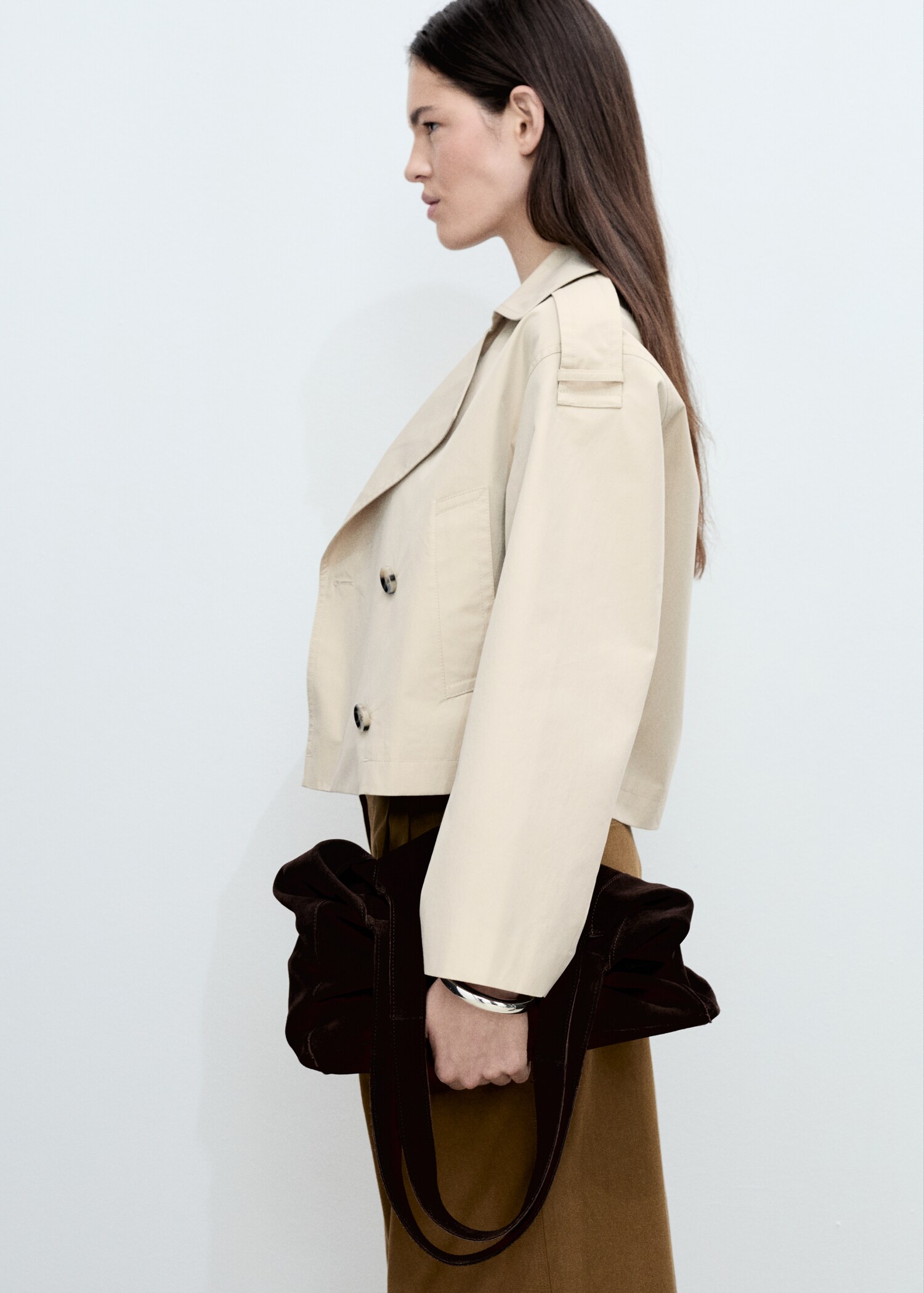 Double-breasted cropped trench coat - Details of the article 6