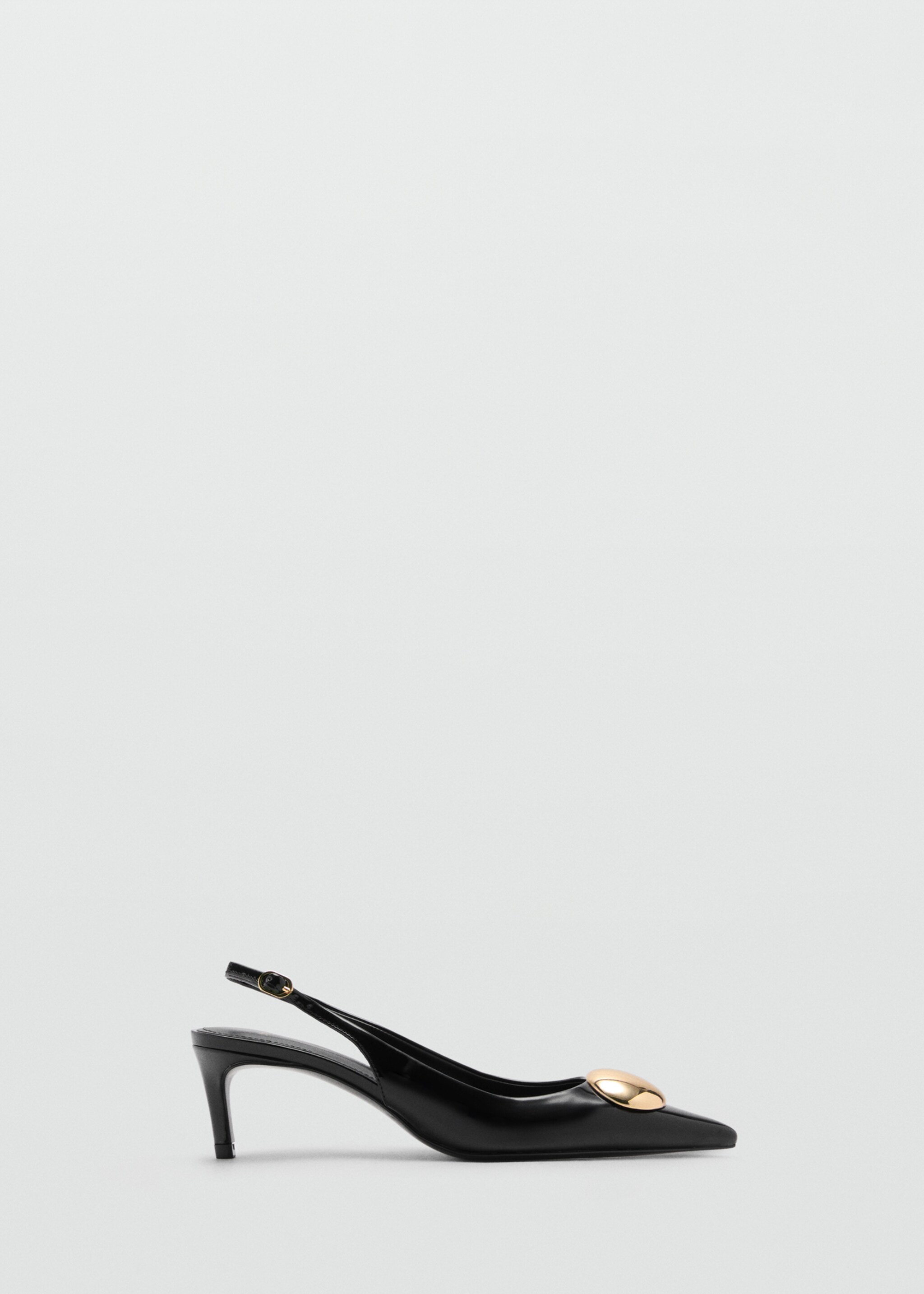 Kitten-heel shoes with metallic decoration - Article without model, Black. Ref: 87055736-00.