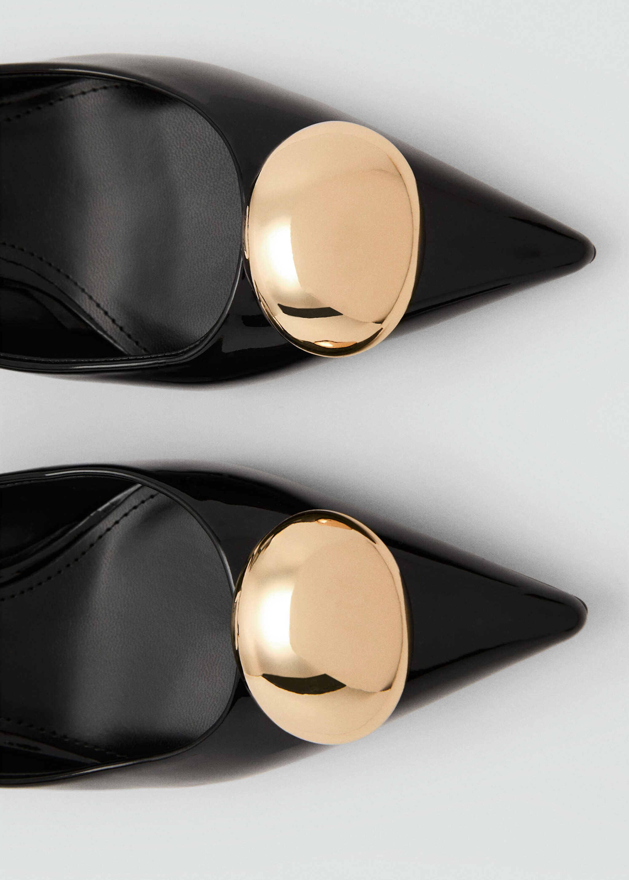 Kitten-heel shoes with metallic decoration - Details of the article 1, Black. Ref: 87055736-00.