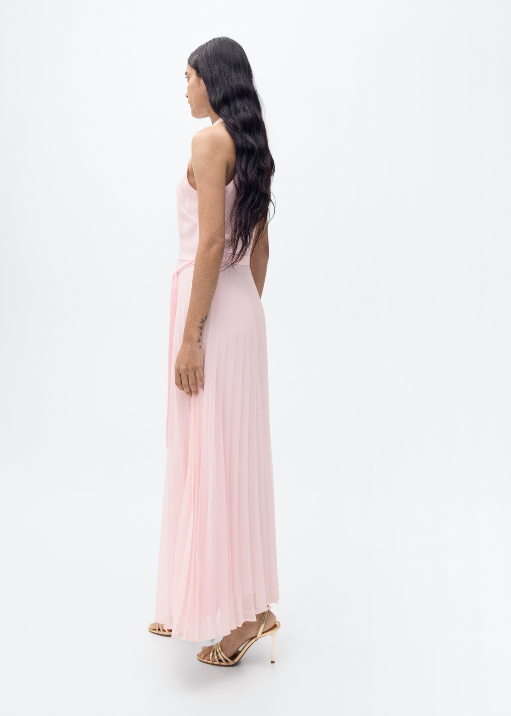 Robe plissée emmanchures américaines - Verso de l’article, Rose. Ref: 87055738-00.