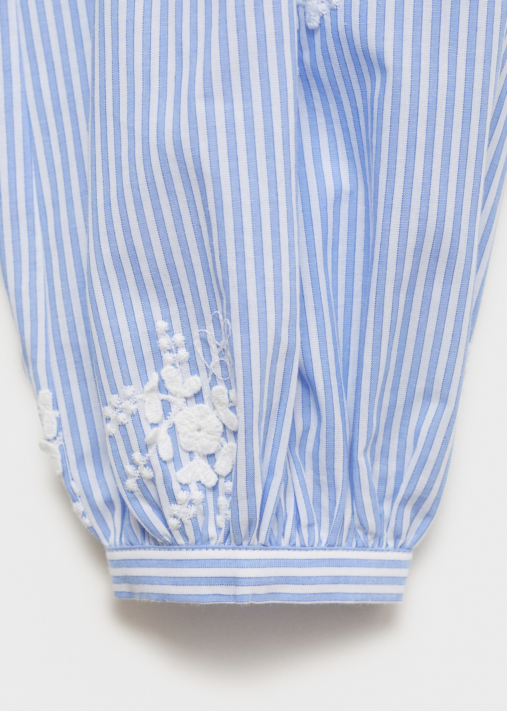 Flower embroidered striped shirt - Details of the article 0, Sky Blue. Ref: 87055741-00.