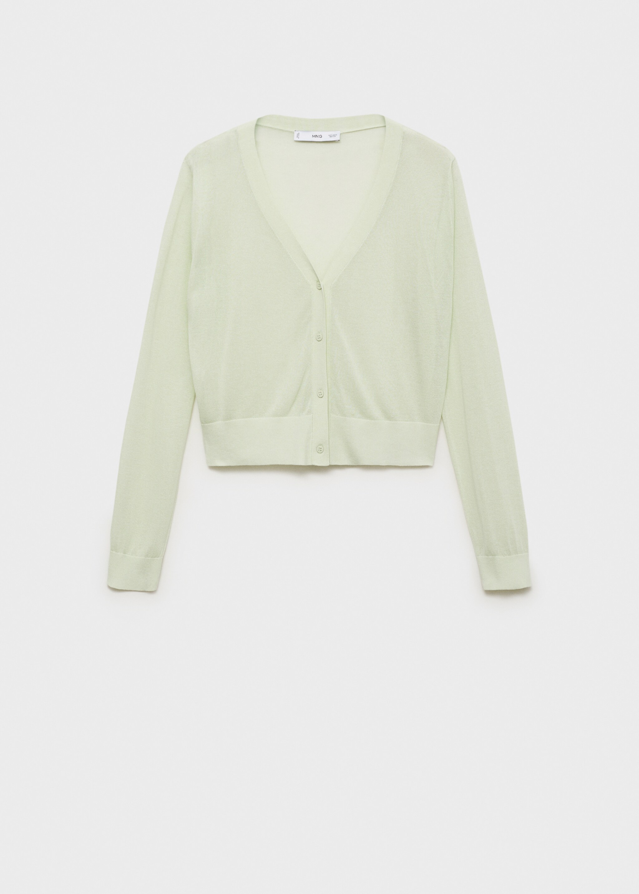Semi-transparent cropped knitted cardigan - Article without model, Aqua Green. Ref: 87055747-00.