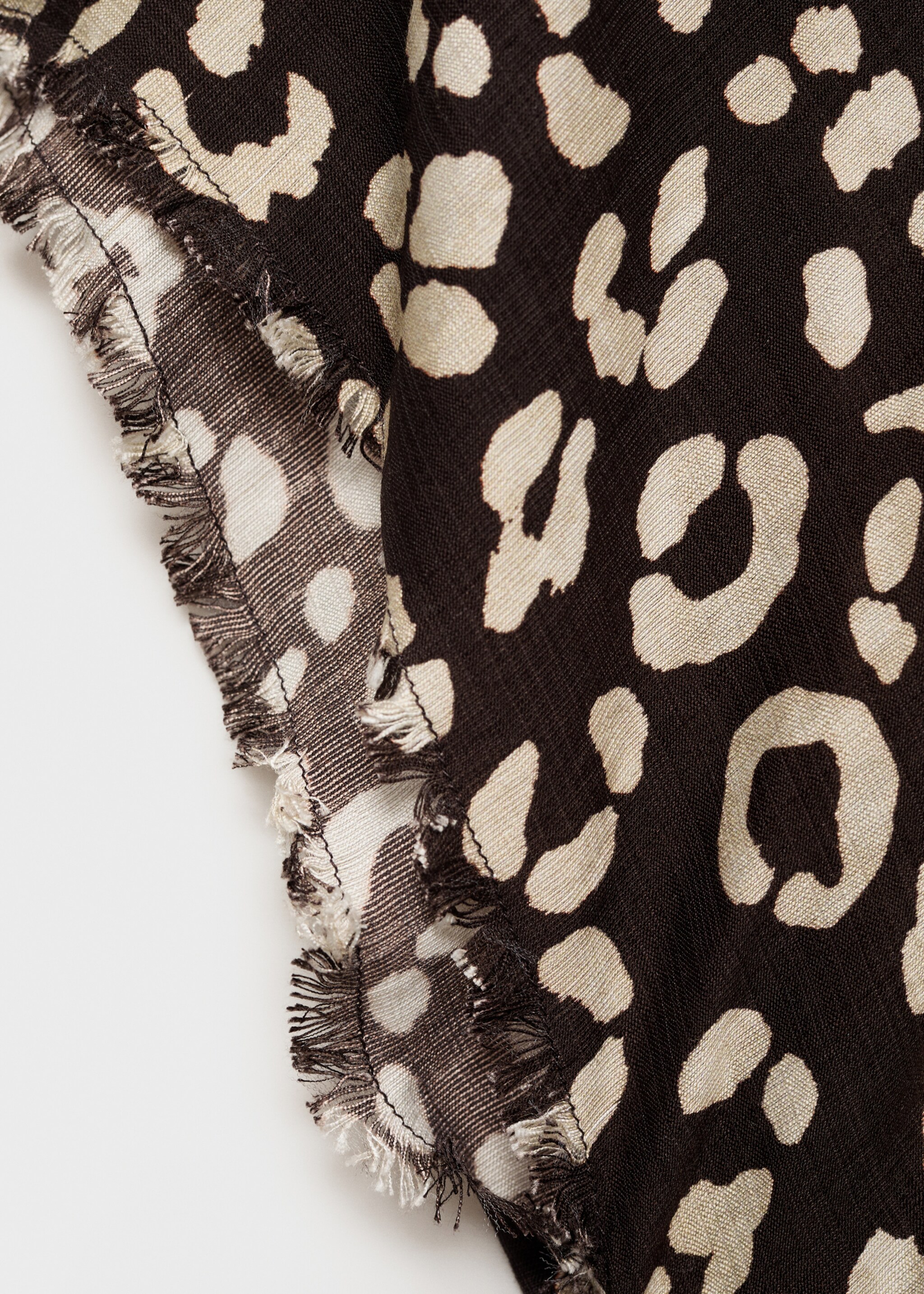 Animal-print dress with frayed edges - Details of the article 0, Black. Ref: 87055752-00.