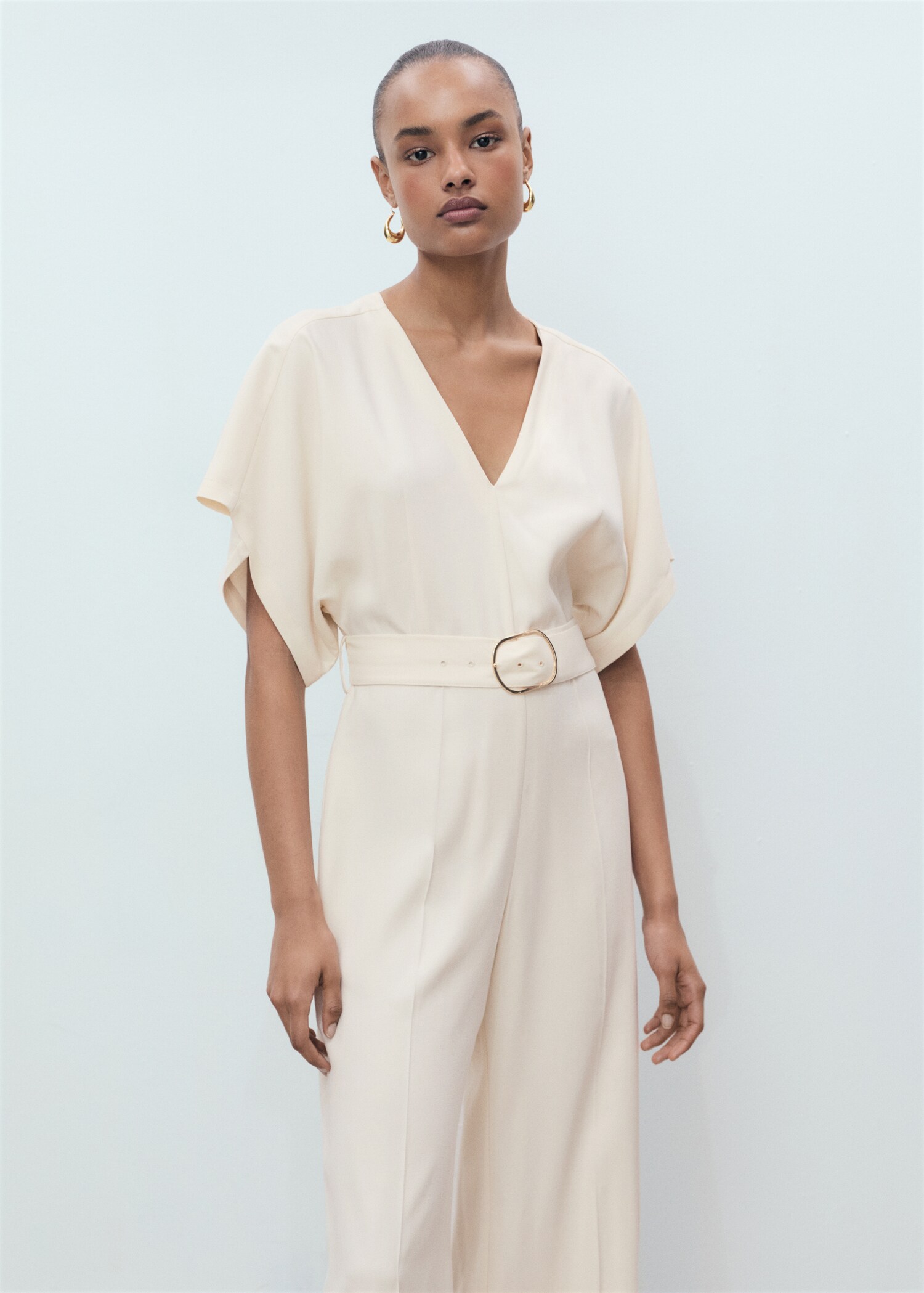 Long jumpsuit with belt and buckle - Medium plane