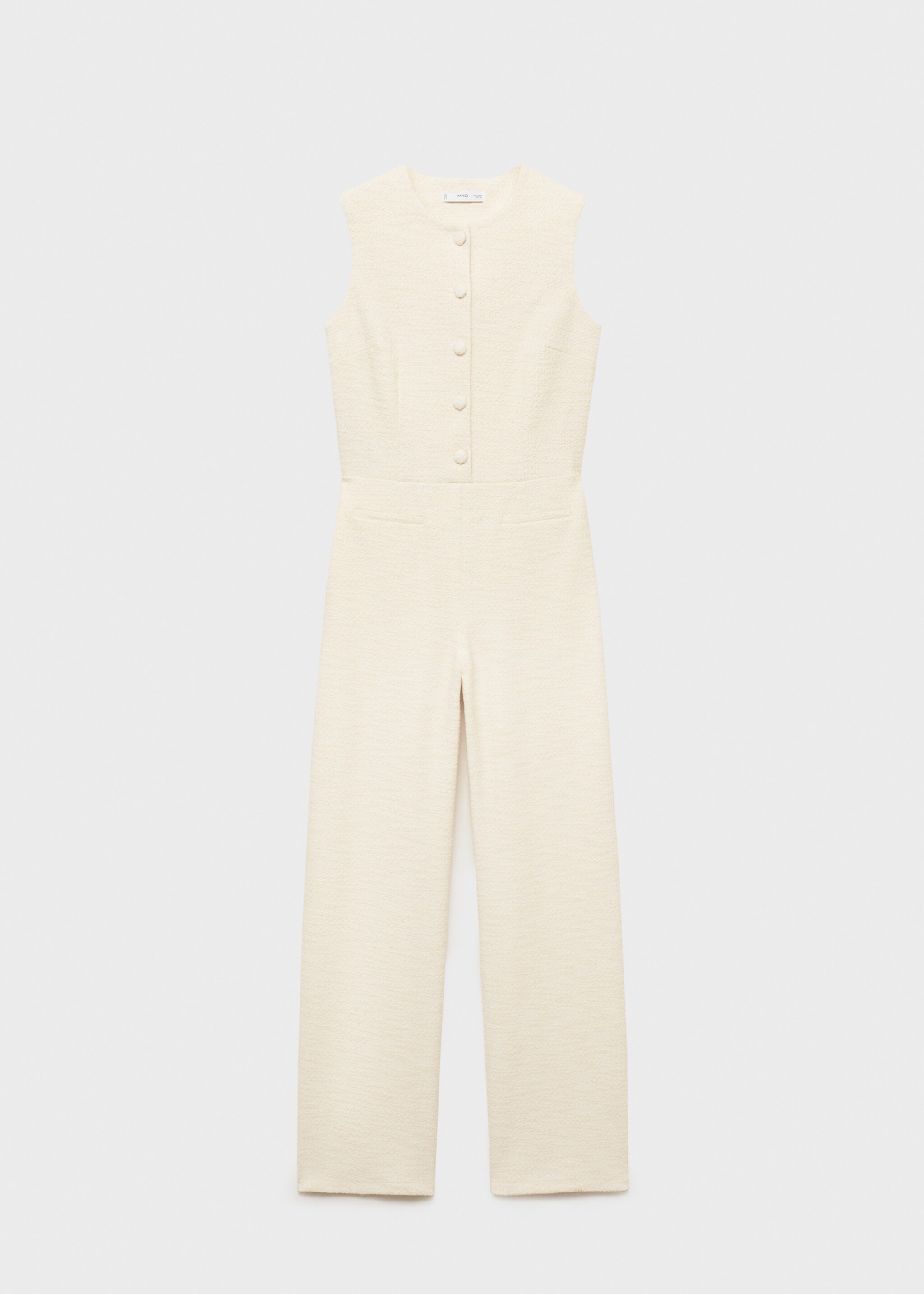 Buttoned tweed jumpsuit - Article without model, Ecru. Ref: 87055755-00.