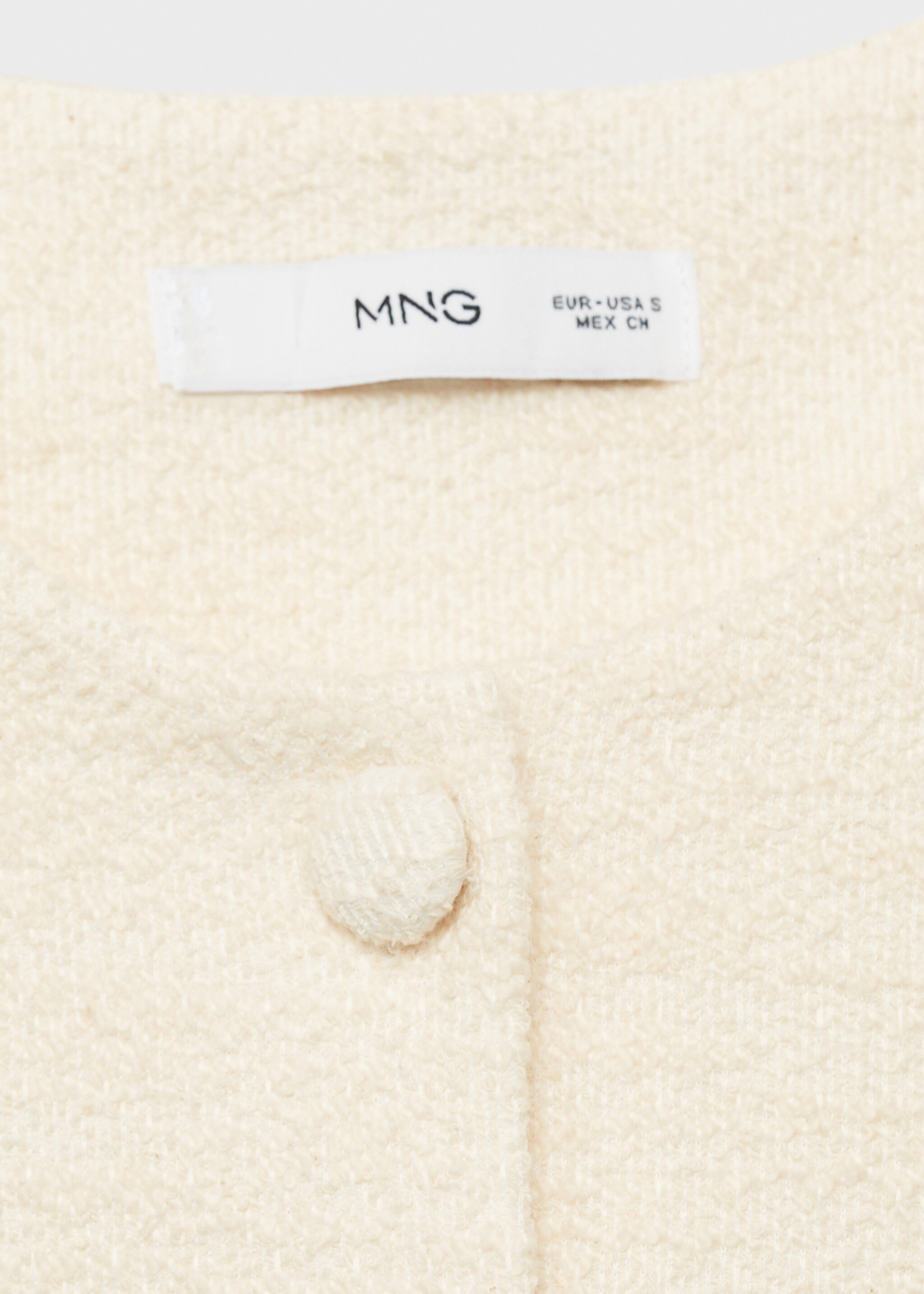 Buttoned tweed jumpsuit - Details of the article 0, Ecru. Ref: 87055755-00.