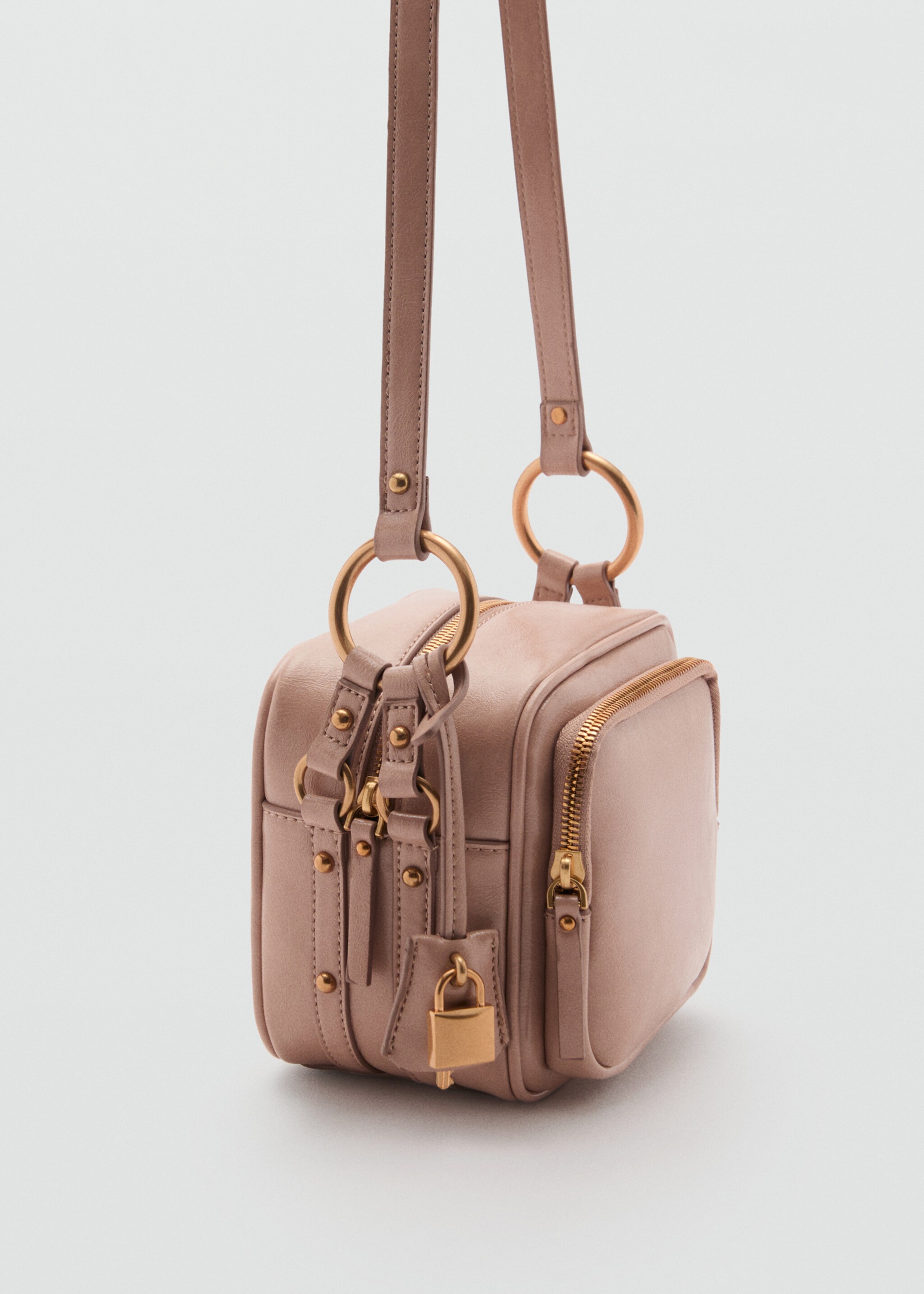 Bolso bandolera cuadrado - Plano medio, Rosa palo. Ref: 87055761-00.