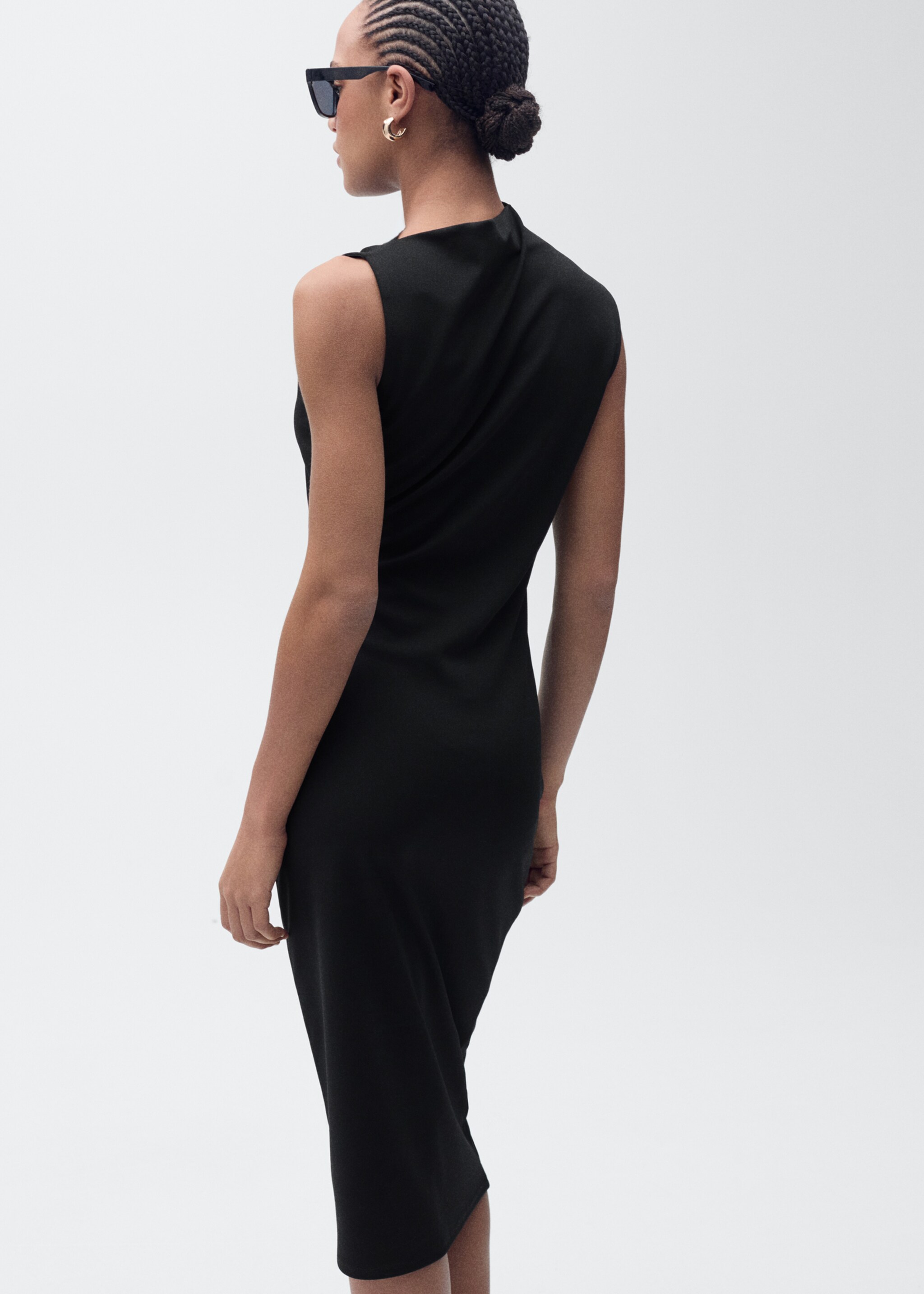 Draped midi-dress - Reverse of the article, Black. Ref: 87055764-00.