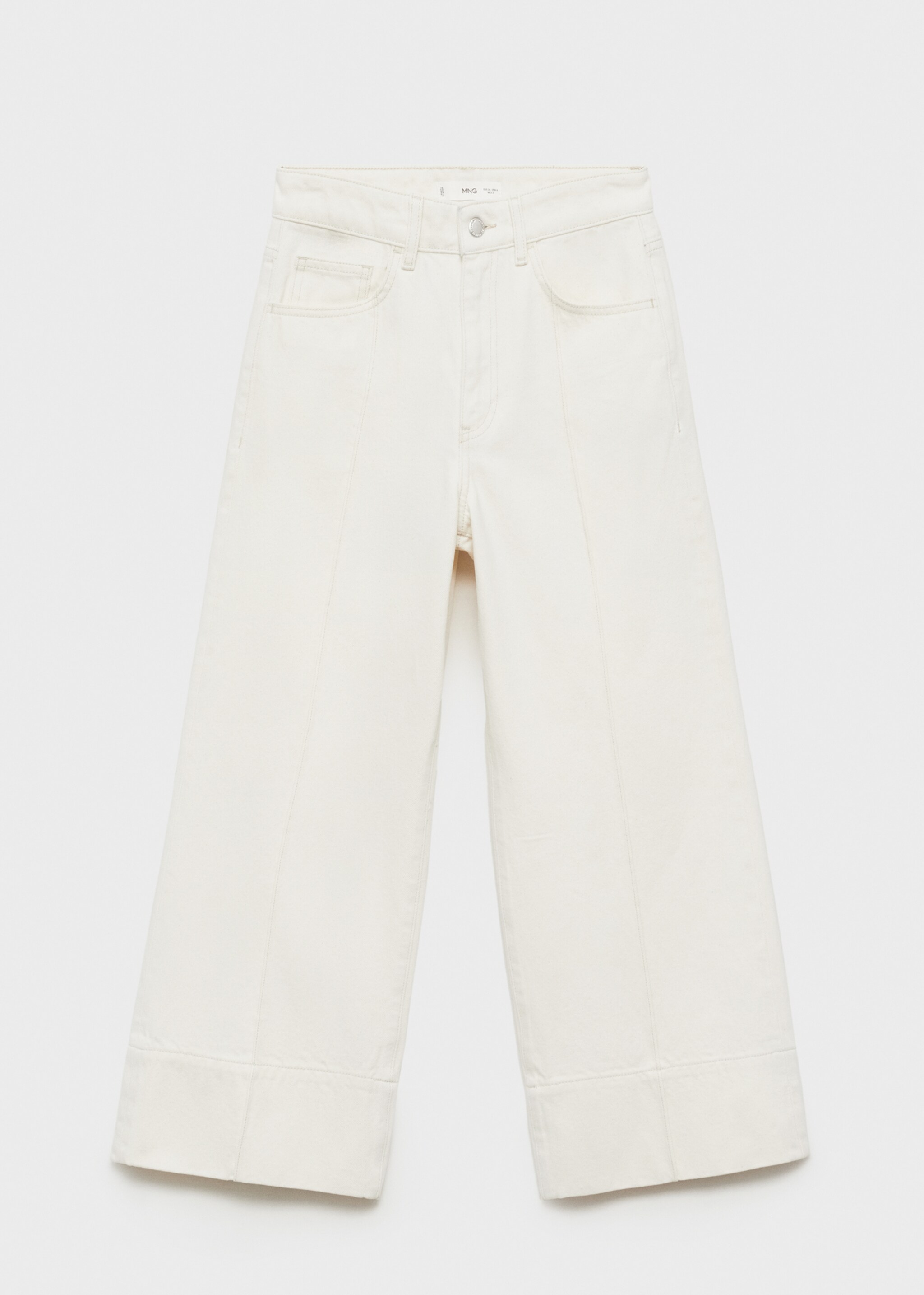 Cropped wideleg jeans med sømmer - Artikkel uten modell, Ecru. Ref: 87055768-00.