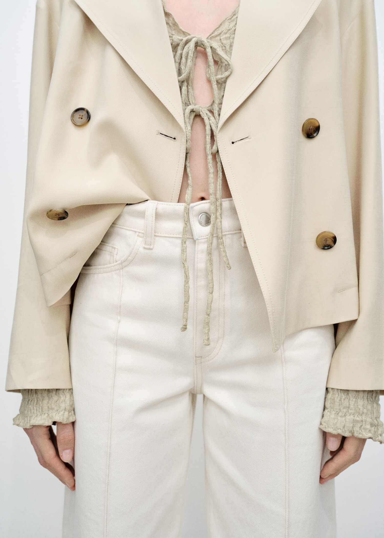 Wide leg cropped jeans with seam detail - Details of the article 6