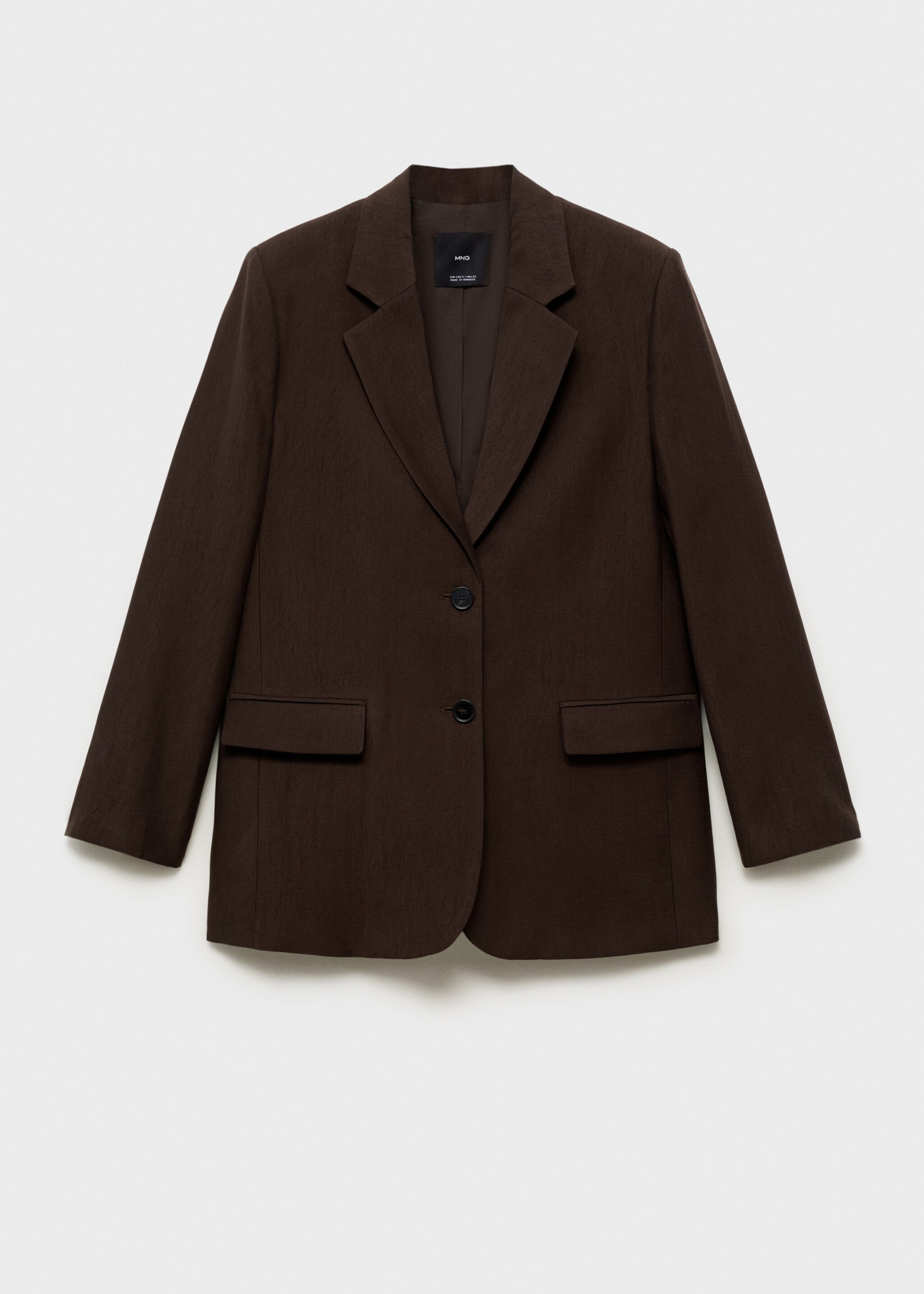 Straight-fit lyocell suit jacket - Article without model, Brown. Ref: 87055769-00.
