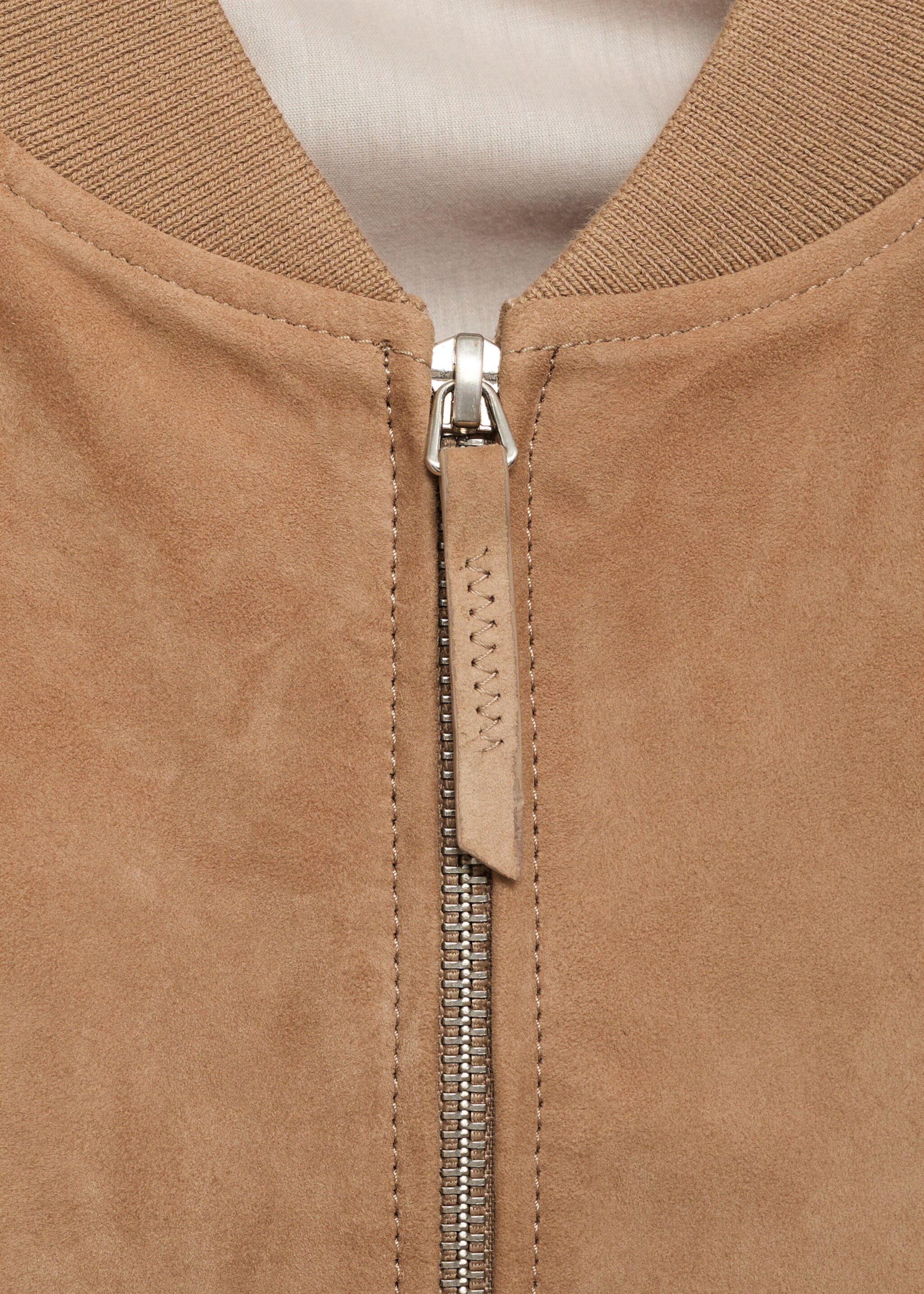 Suede leather bomber jacket - Details of the article 8, Beige. Ref: 87055917-00.