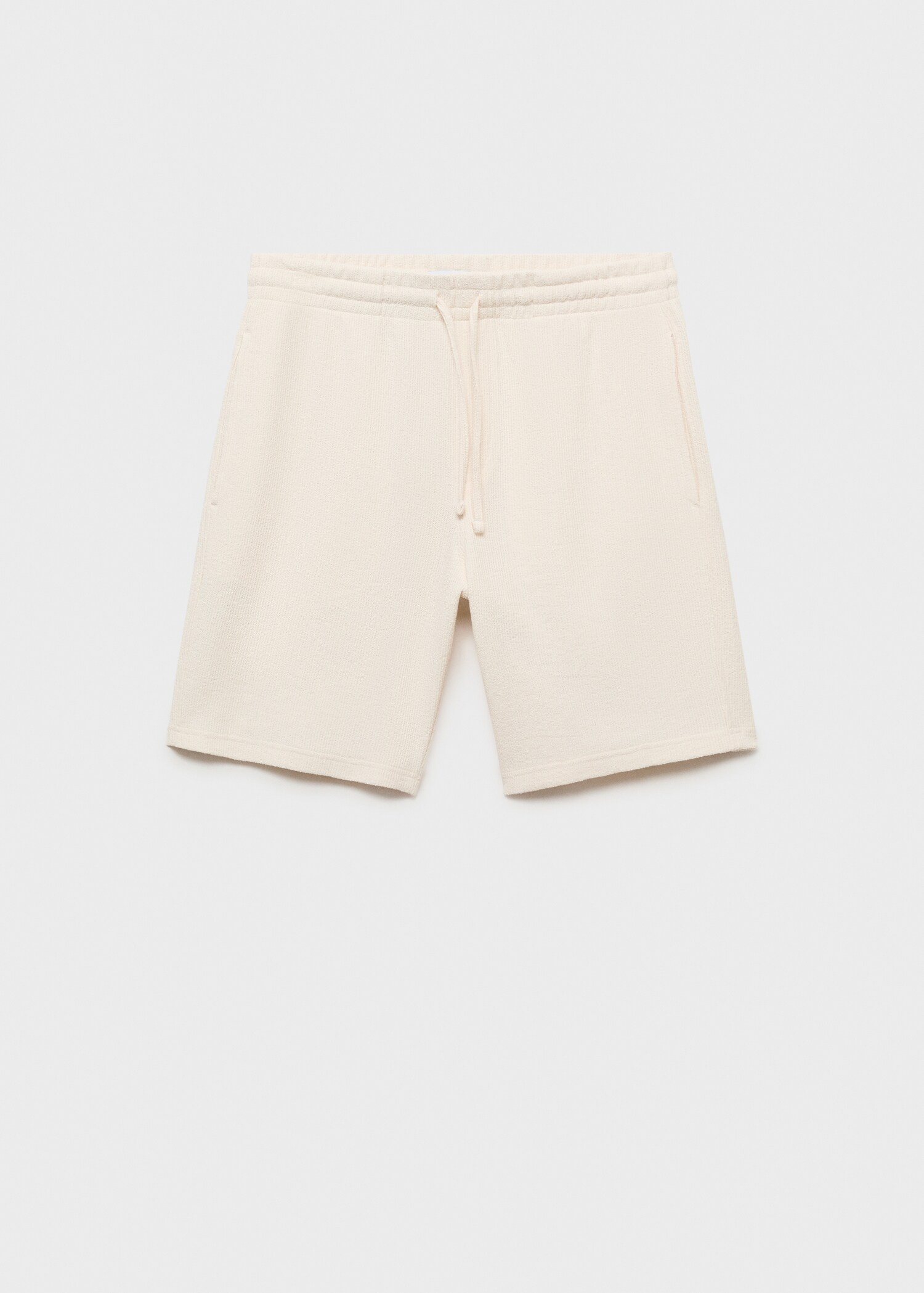 Textured cotton bermuda shorts with drawstring - Article without model