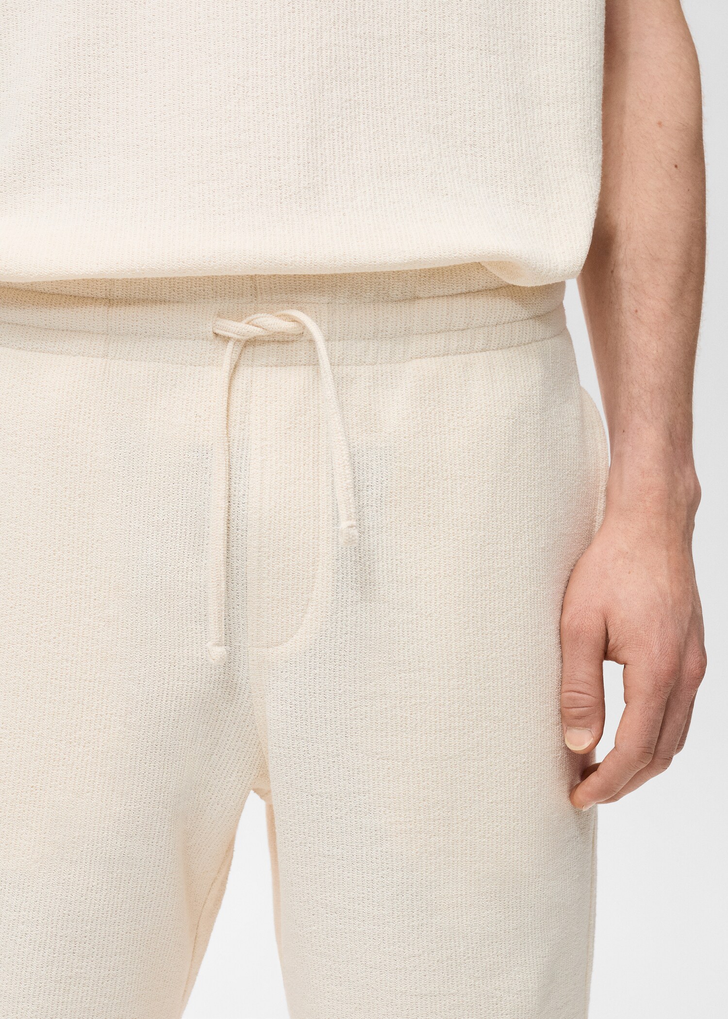 Textured cotton bermuda shorts with drawstring - Details of the article 1