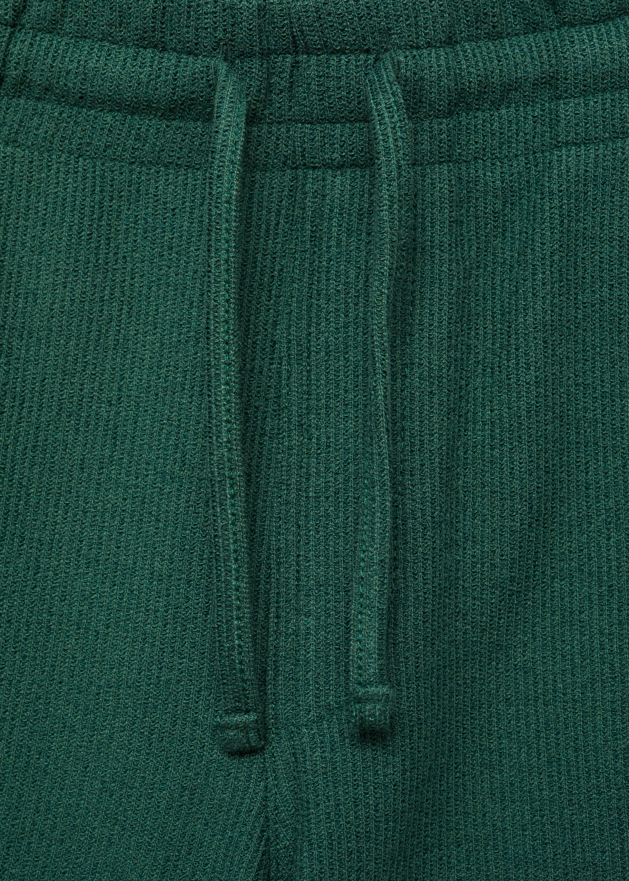 Textured cotton bermuda shorts with drawstring - Details of the article 8, Green. Ref: 87055924-00.