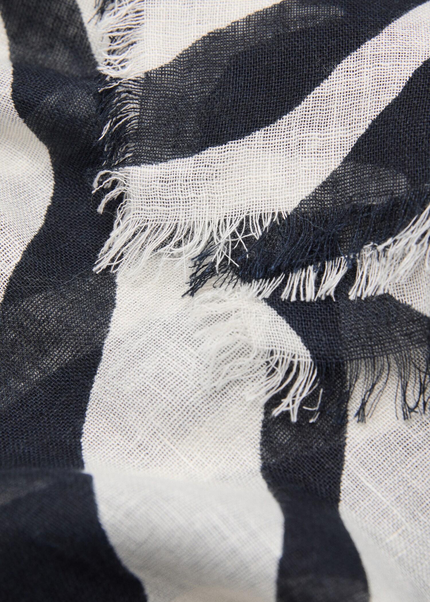 Zebra-print linen-blend scarf - Medium plane