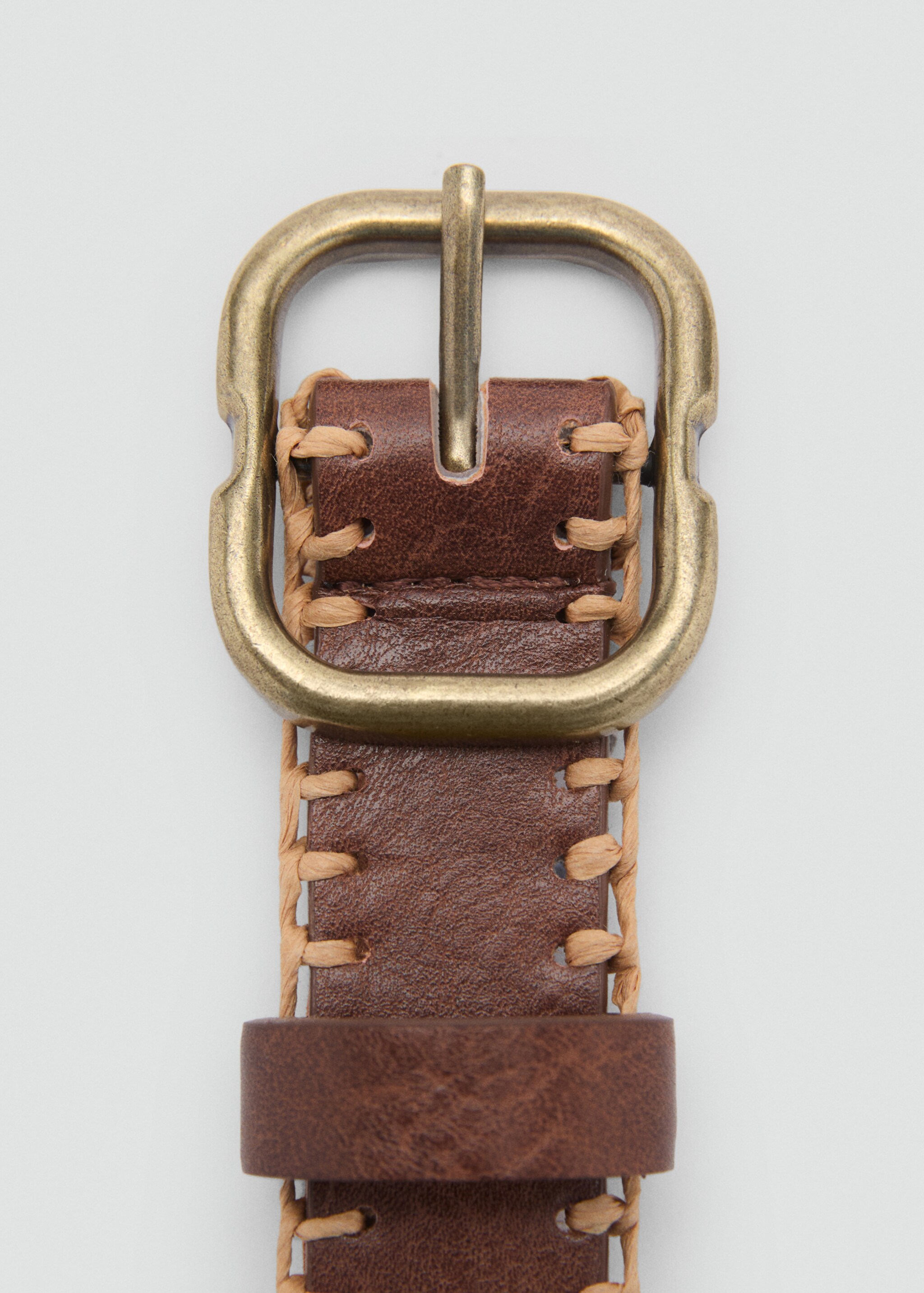 Belt with decorative stitching - Details of the article 1, Brown. Ref: 87055932-00.
