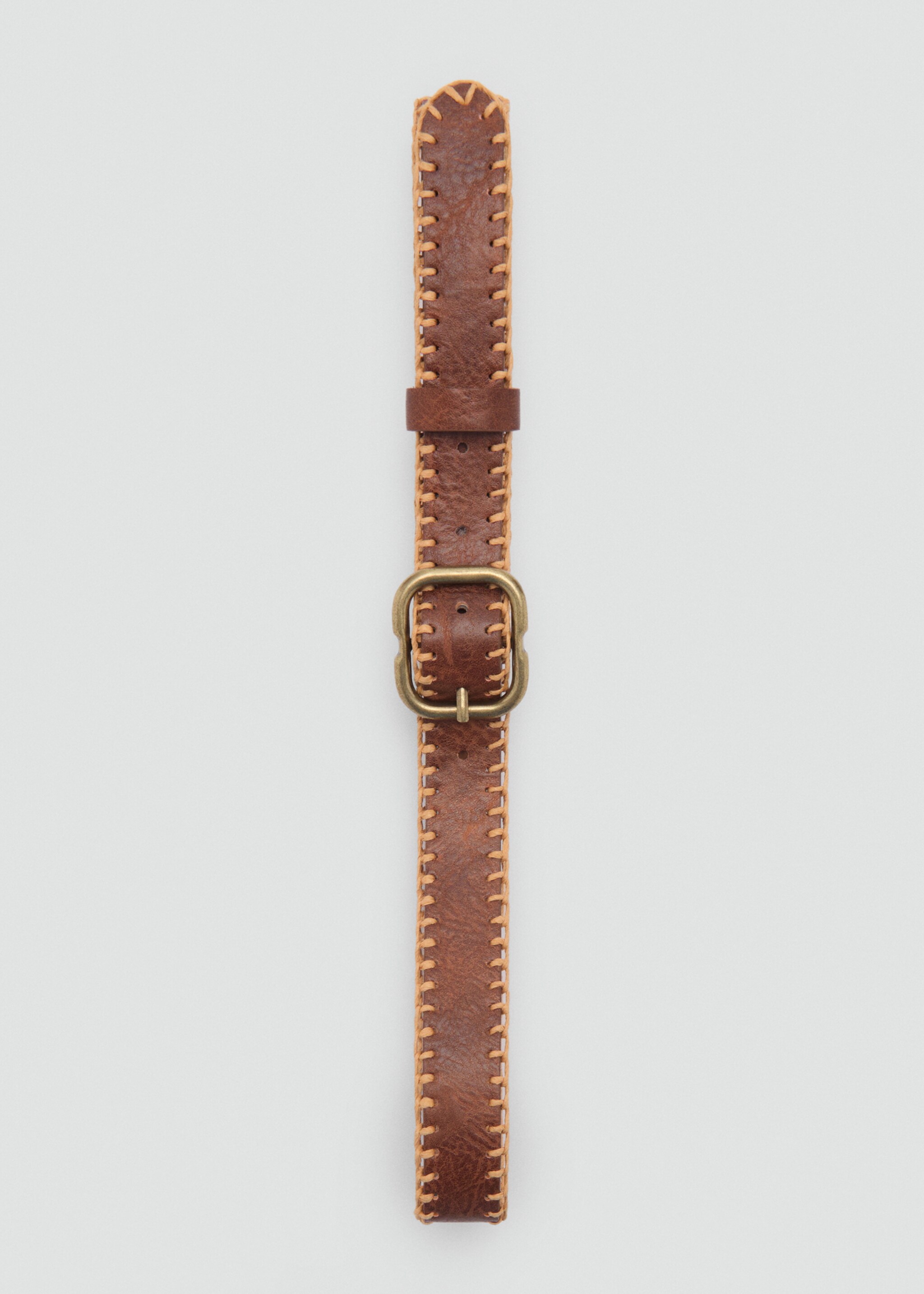 Belt with decorative stitching - Details of the article 2, Brown. Ref: 87055932-00.