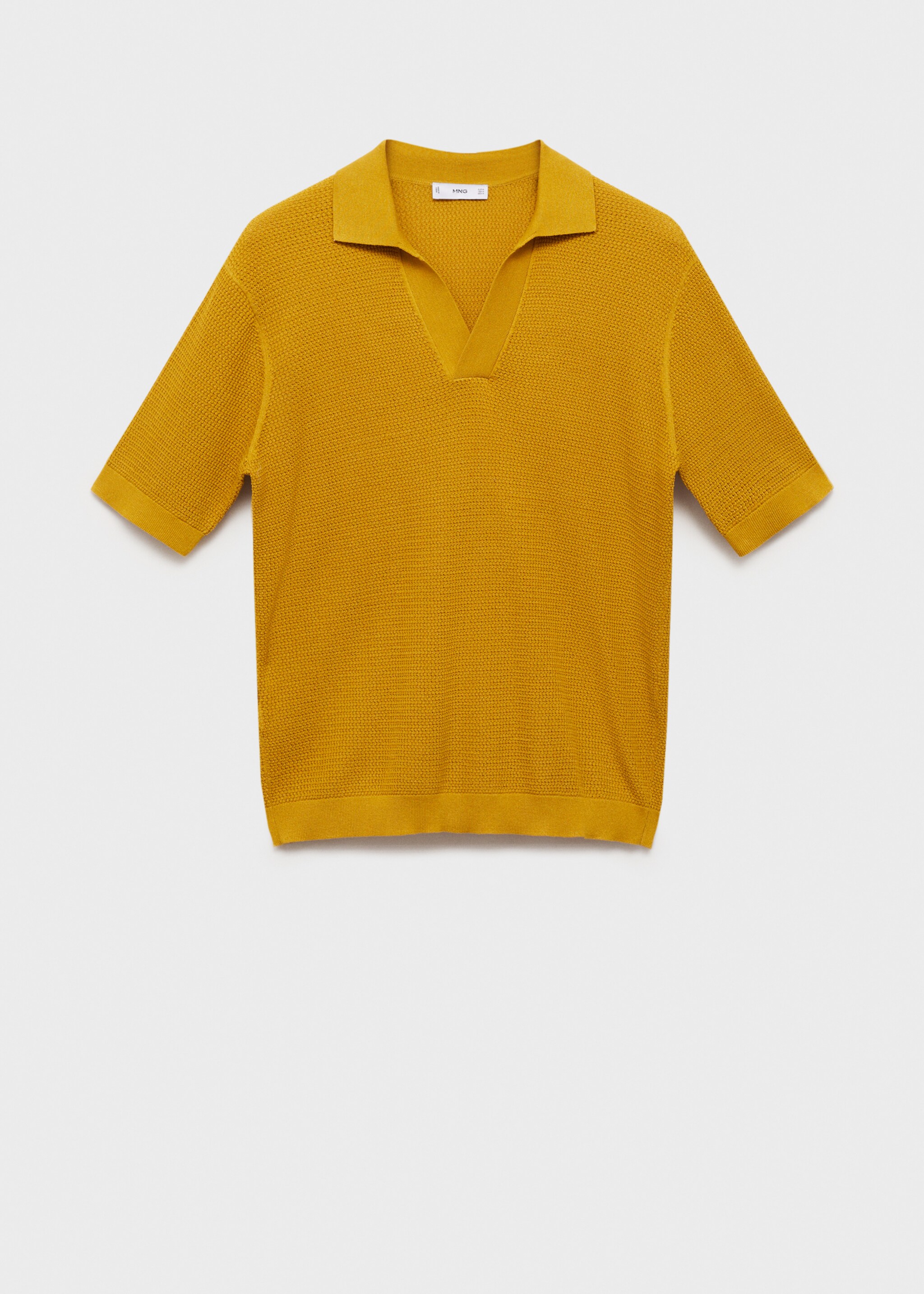 Structured fine-knit polo shirt - Article without model, Curry. Ref: 87055933-00.