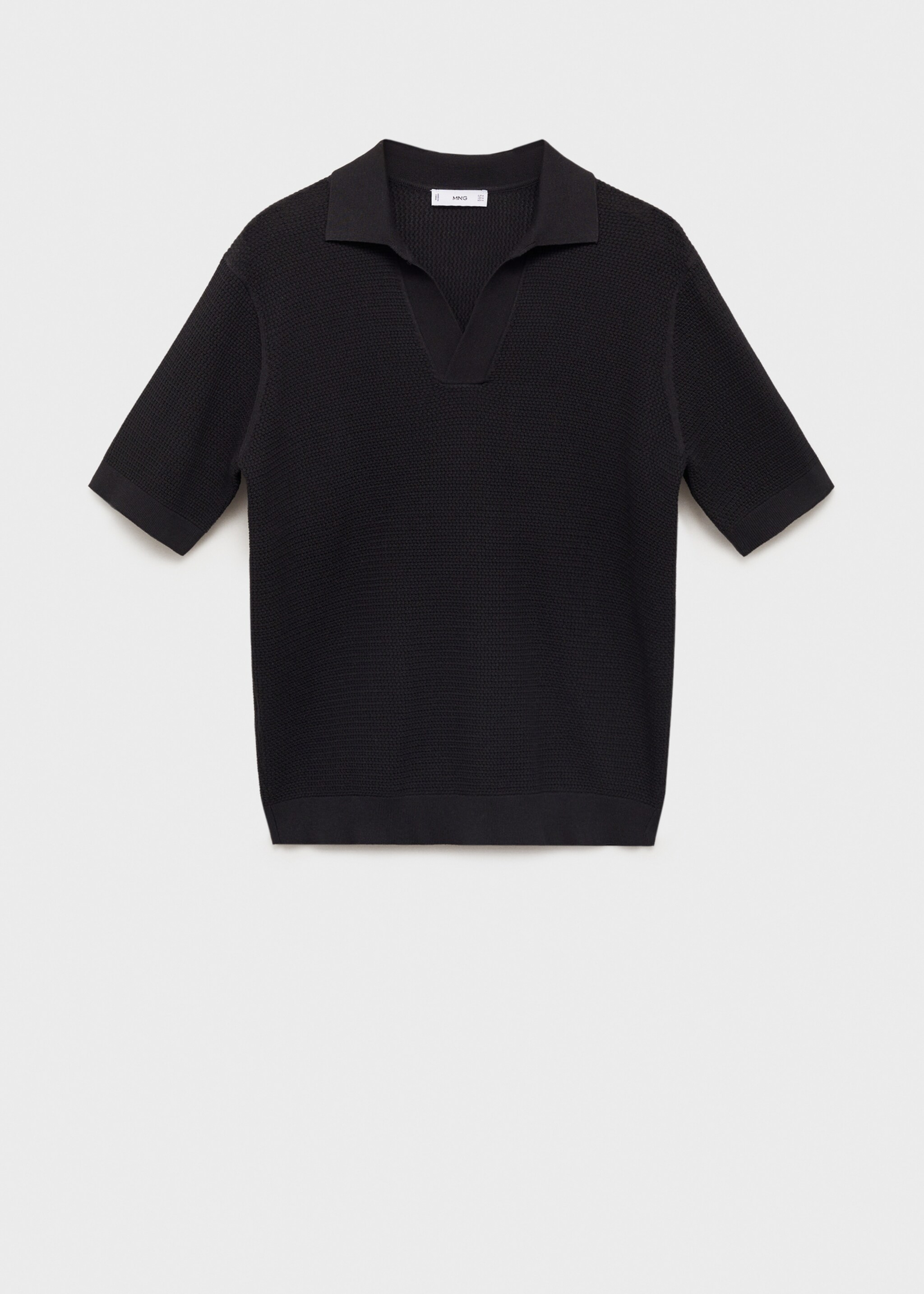 Structured fine-knit polo shirt - Article without model, Black. Ref: 87055933-00.