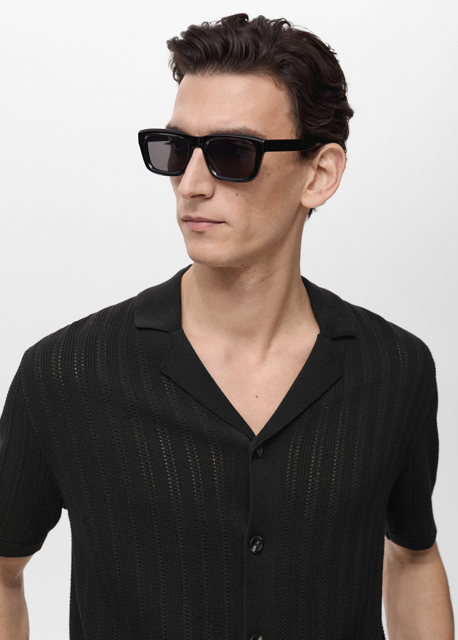 Knitted shirt with pointelle detail - Details of the article 1