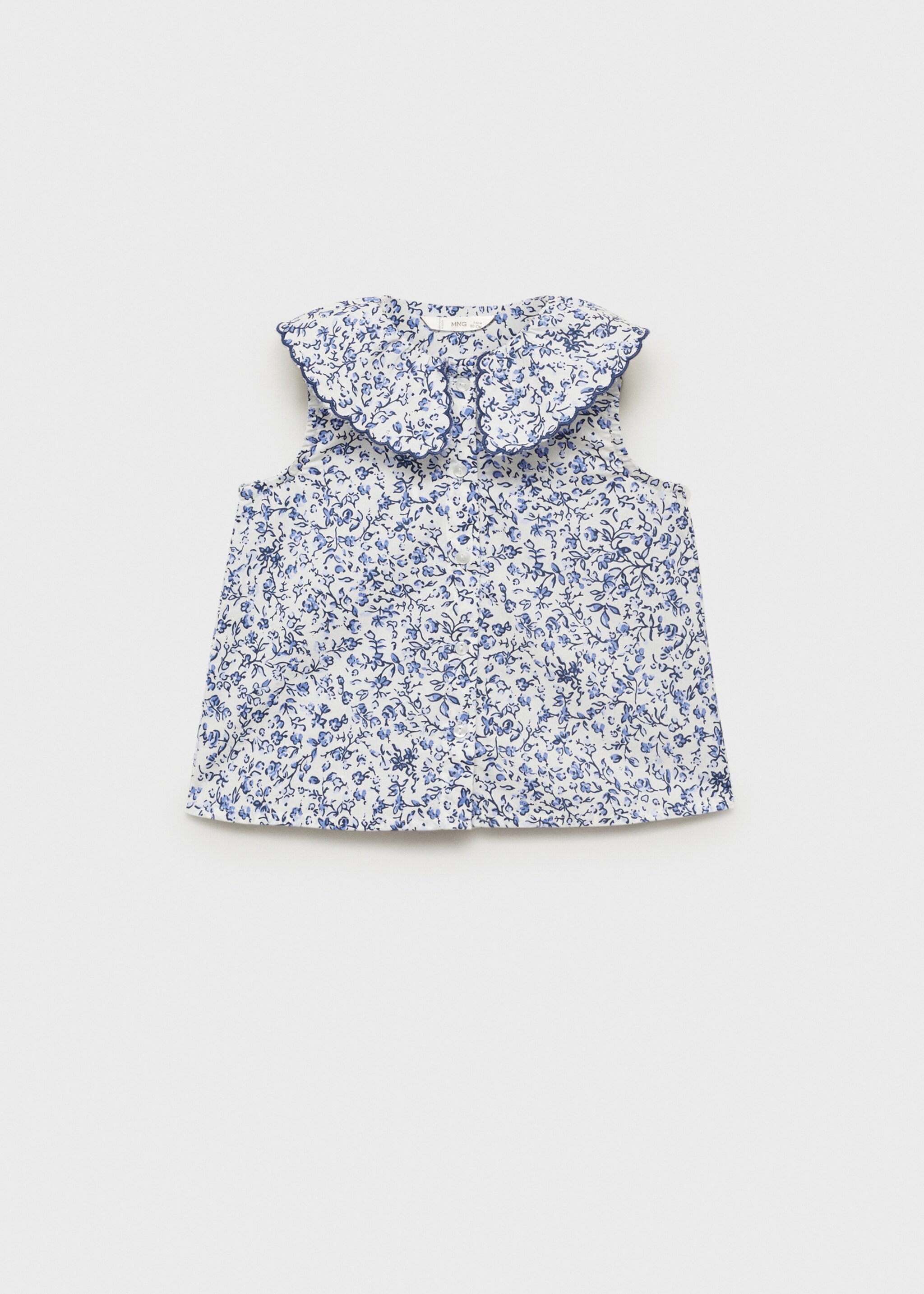 Μπλούζα γιακάς babydoll εμπριμέ - Προϊόν χωρίς μοντέλο, Λευκό. Ref: 87055938-00.