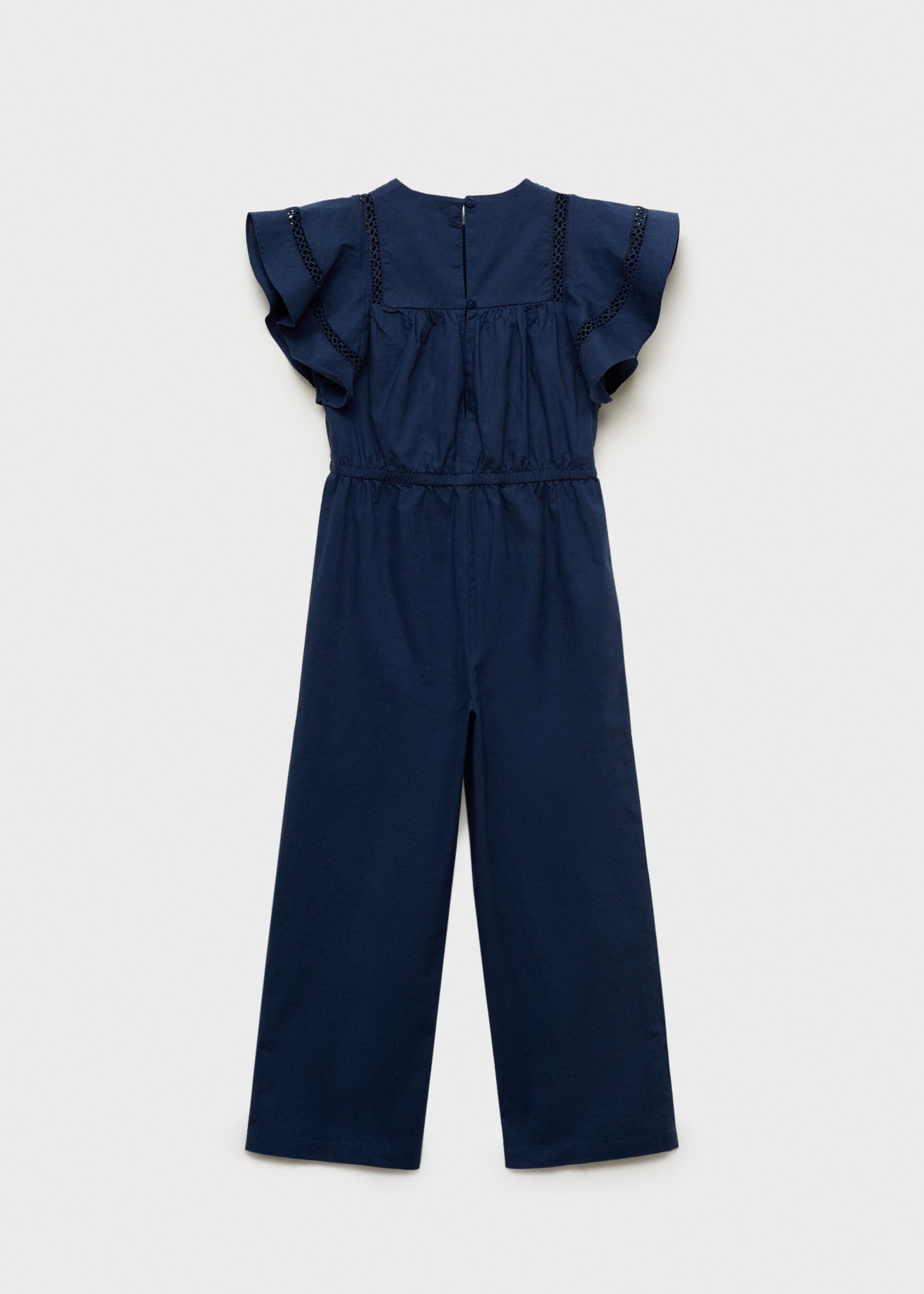 Lång broderad jumpsuit - Artikelns baksida, Navy blå. Ref: 87055944-00.