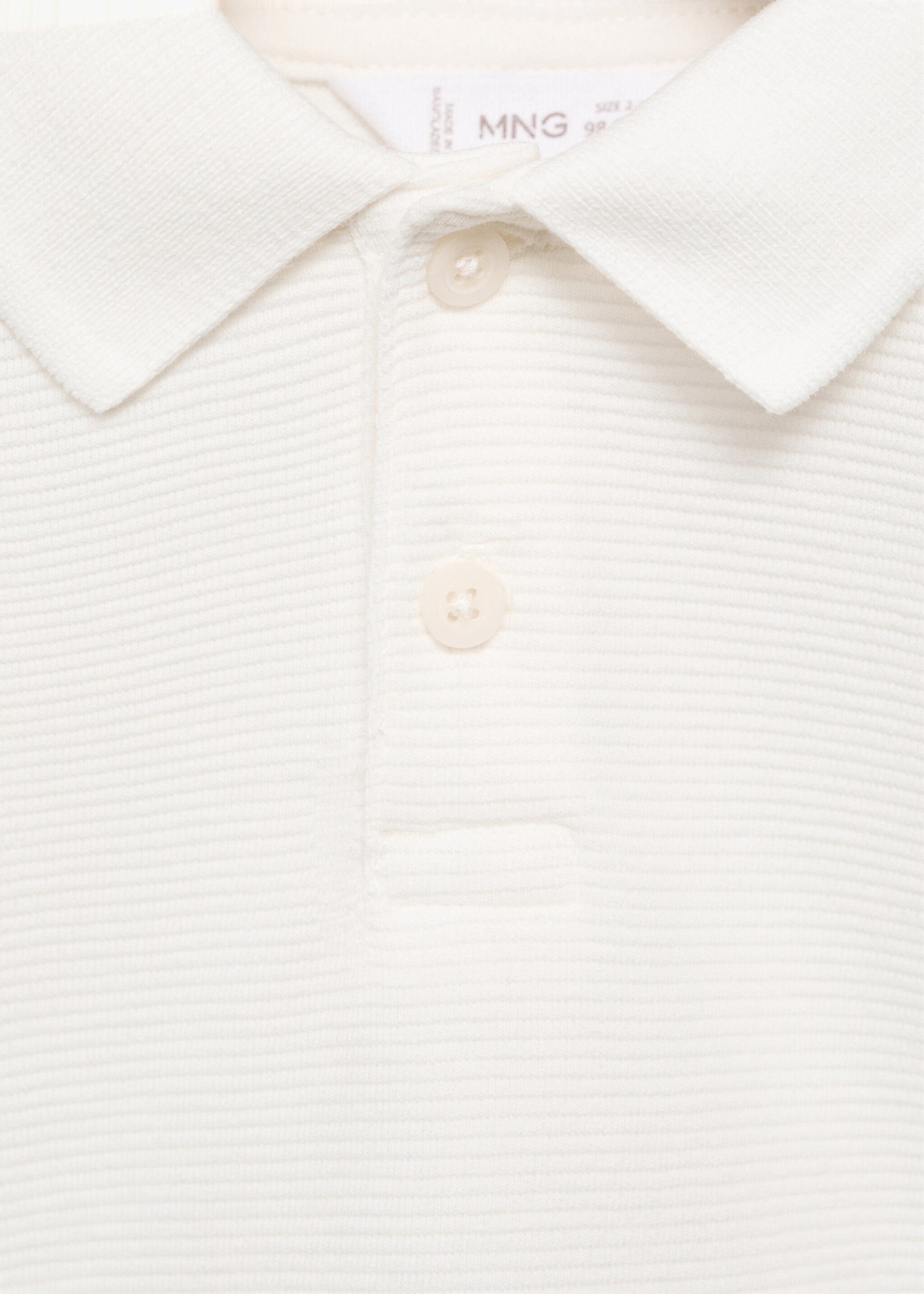 Πλεκτό πόλο με ανάγλυφη υφή - Λεπτομέρεια του προϊόντος 8, Υπόλευκο. Ref: 87055949-00.