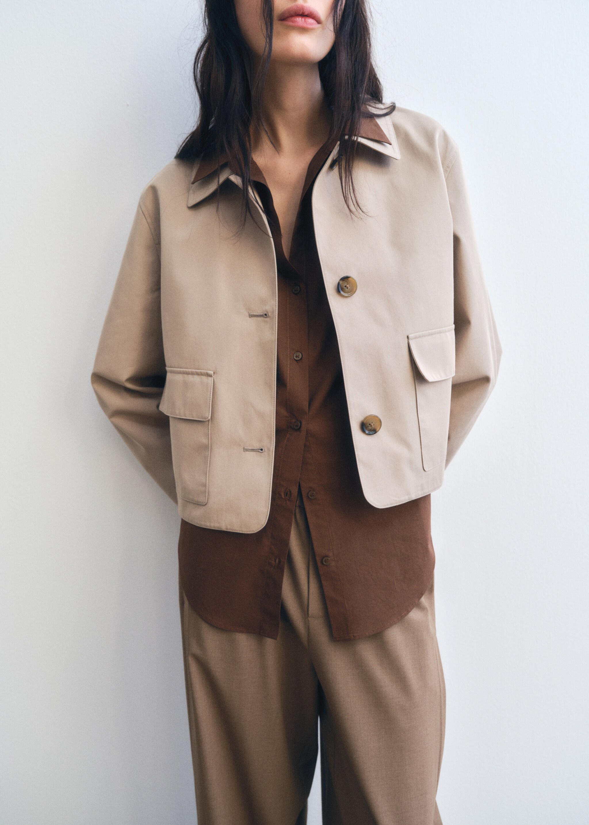 Veste en coton poches - Détail de l'article 7, Kaki. Ref: 87055953-00.