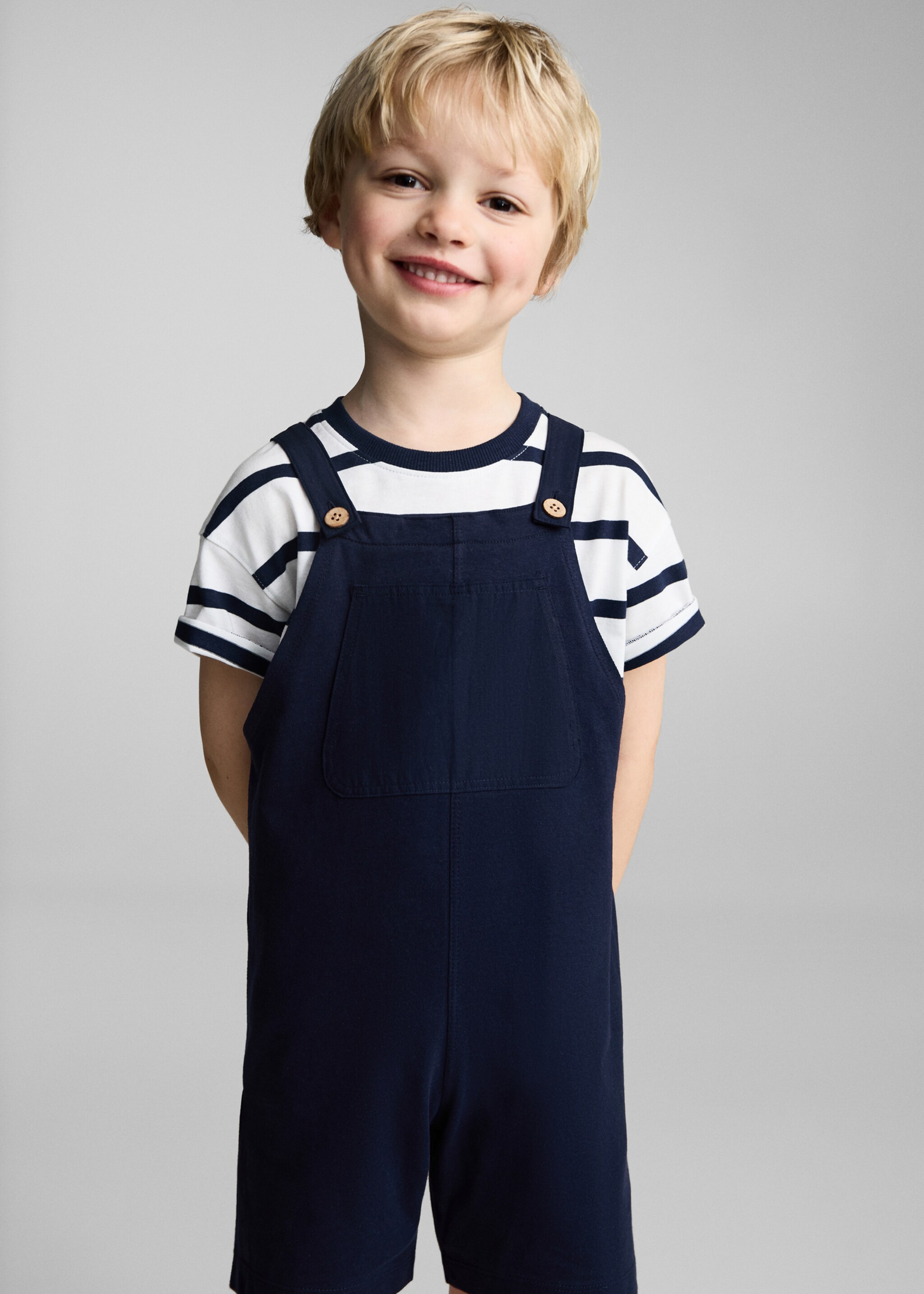 Kalhoty s laclem z bavlněného úpletu - Náhled ve středové rovině, Námořnická modrá. Ref: 87055957-00.