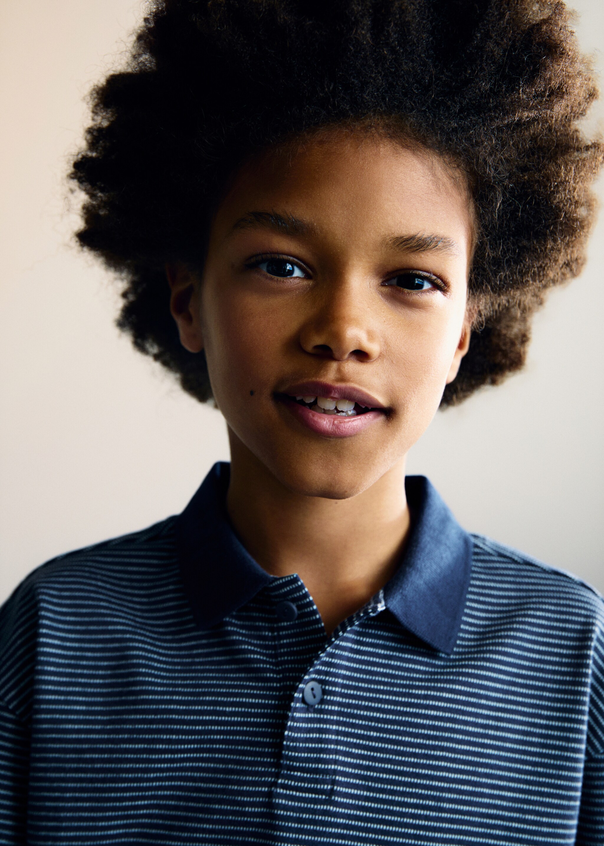 Striped cotton polo shirt - Details of the article 1, Dark Navy. Ref: 87055960-00.