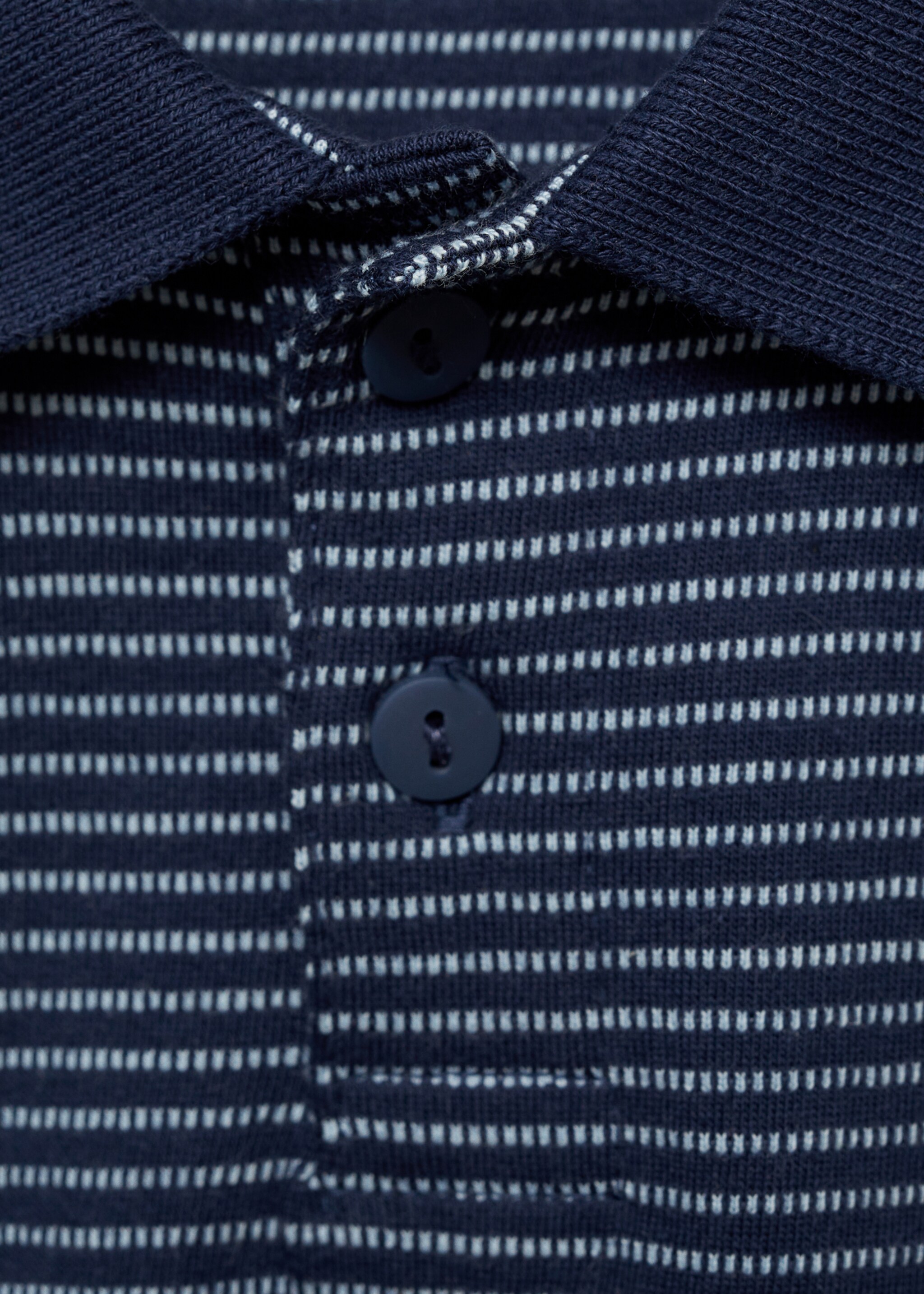 Striped cotton polo shirt - Details of the article 8, Dark Navy. Ref: 87055960-00.