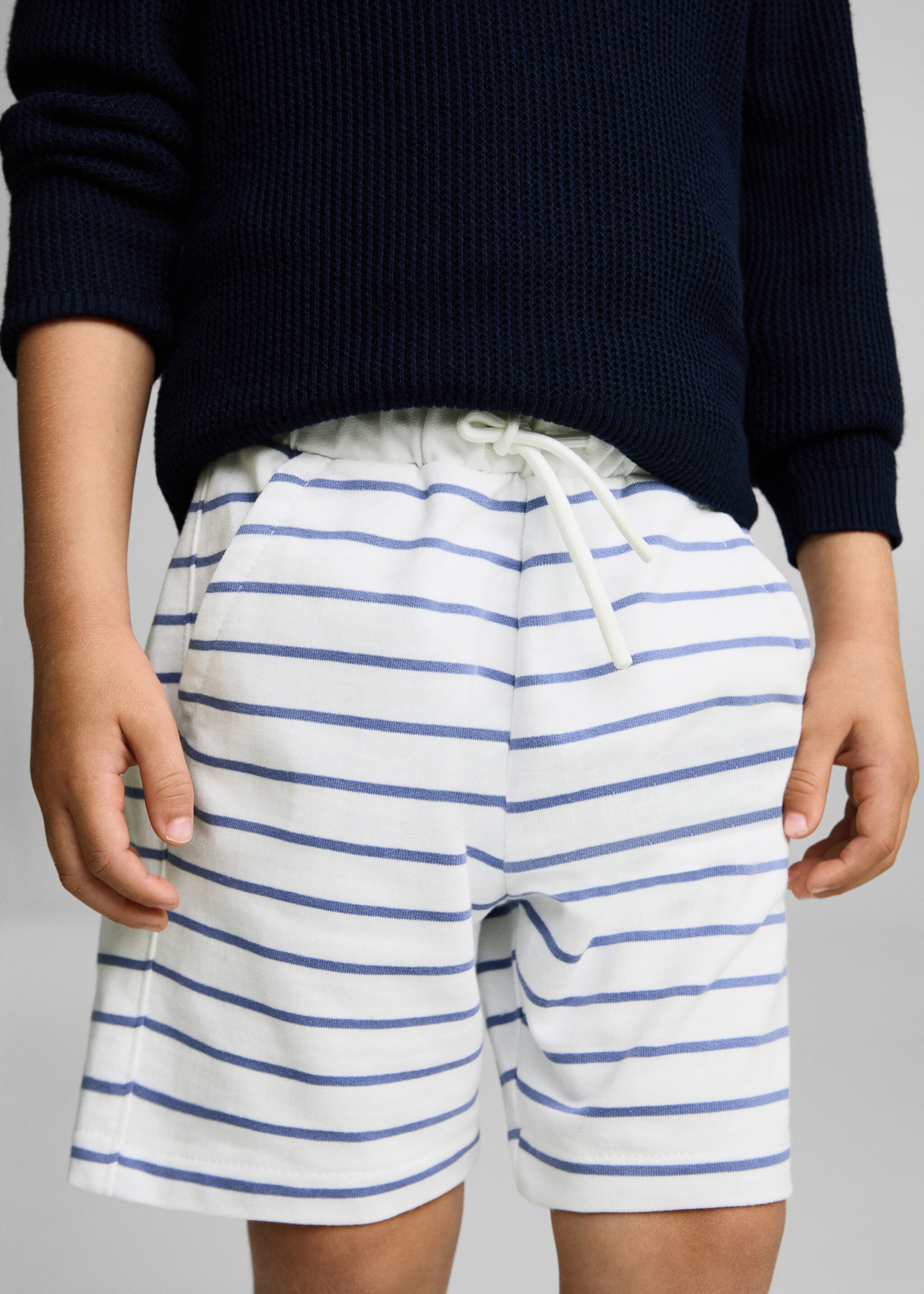 Striped cotton Bermuda shorts - Medium plane, Blue. Ref: 87055961-00.