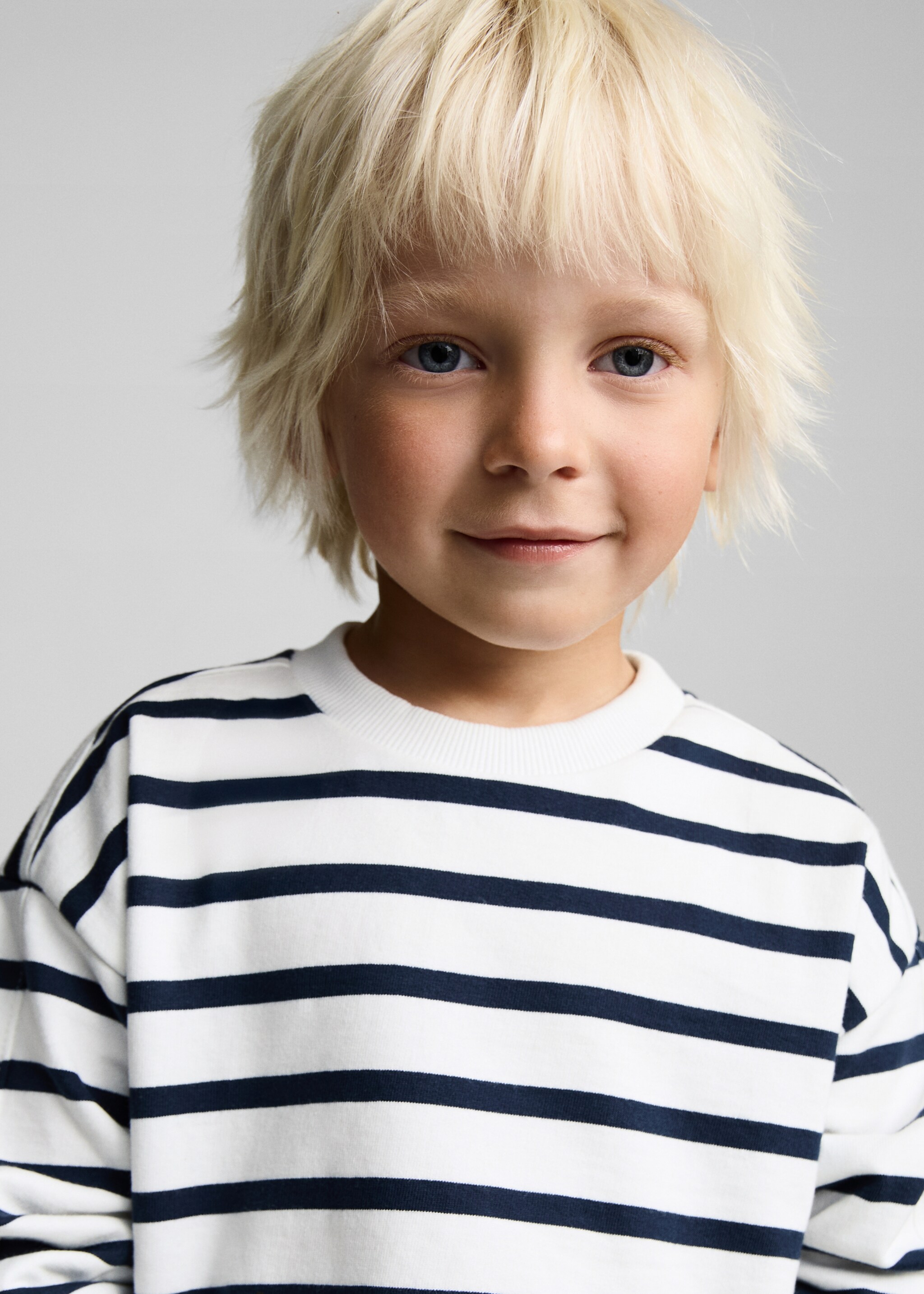 Striped cotton-blend sweatshirt - Details of the article 1, Dark Navy. Ref: 87055962-00.