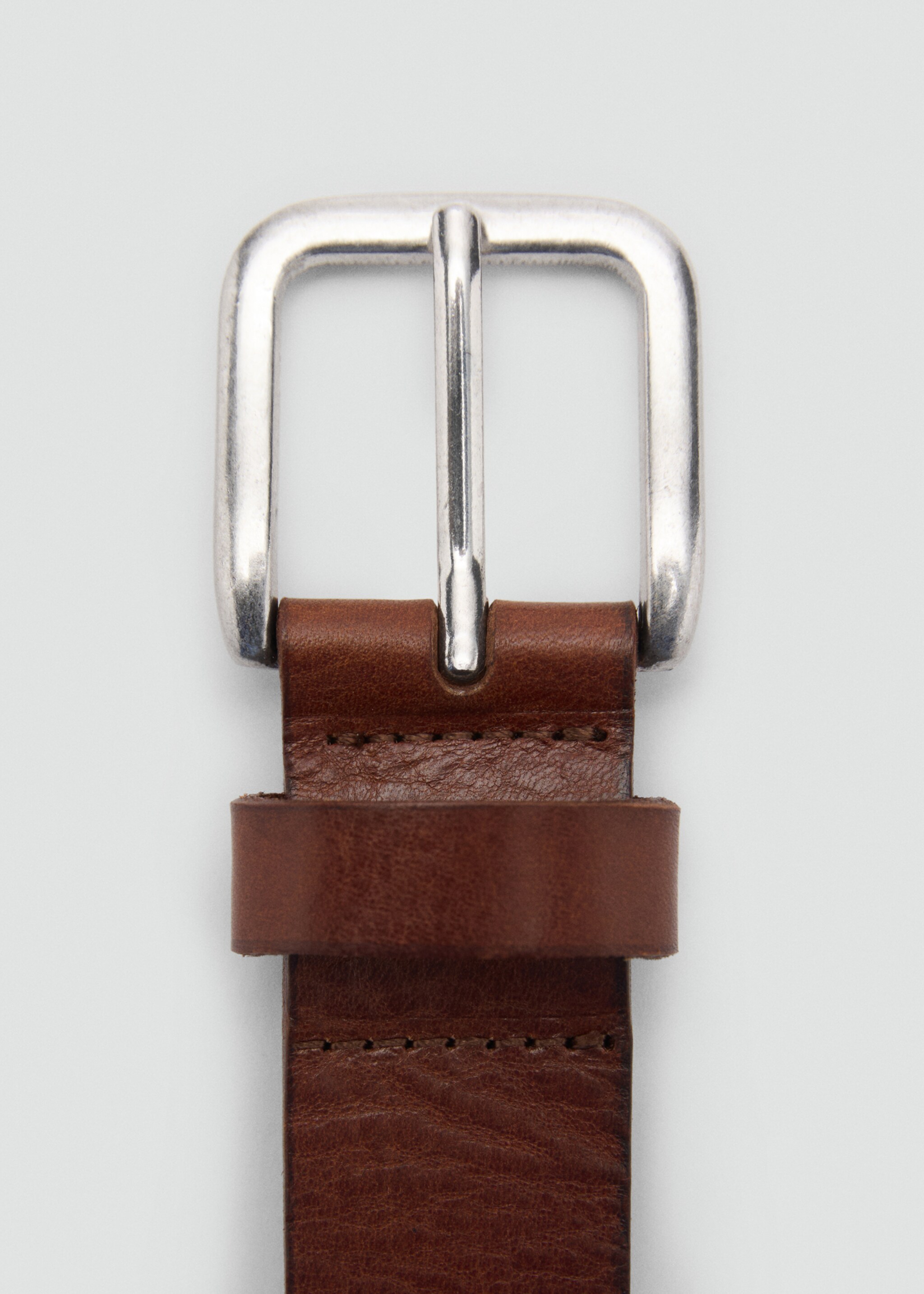 Leather belt with embroidered details - Details of the article 1, Brown. Ref: 87055964-00.
