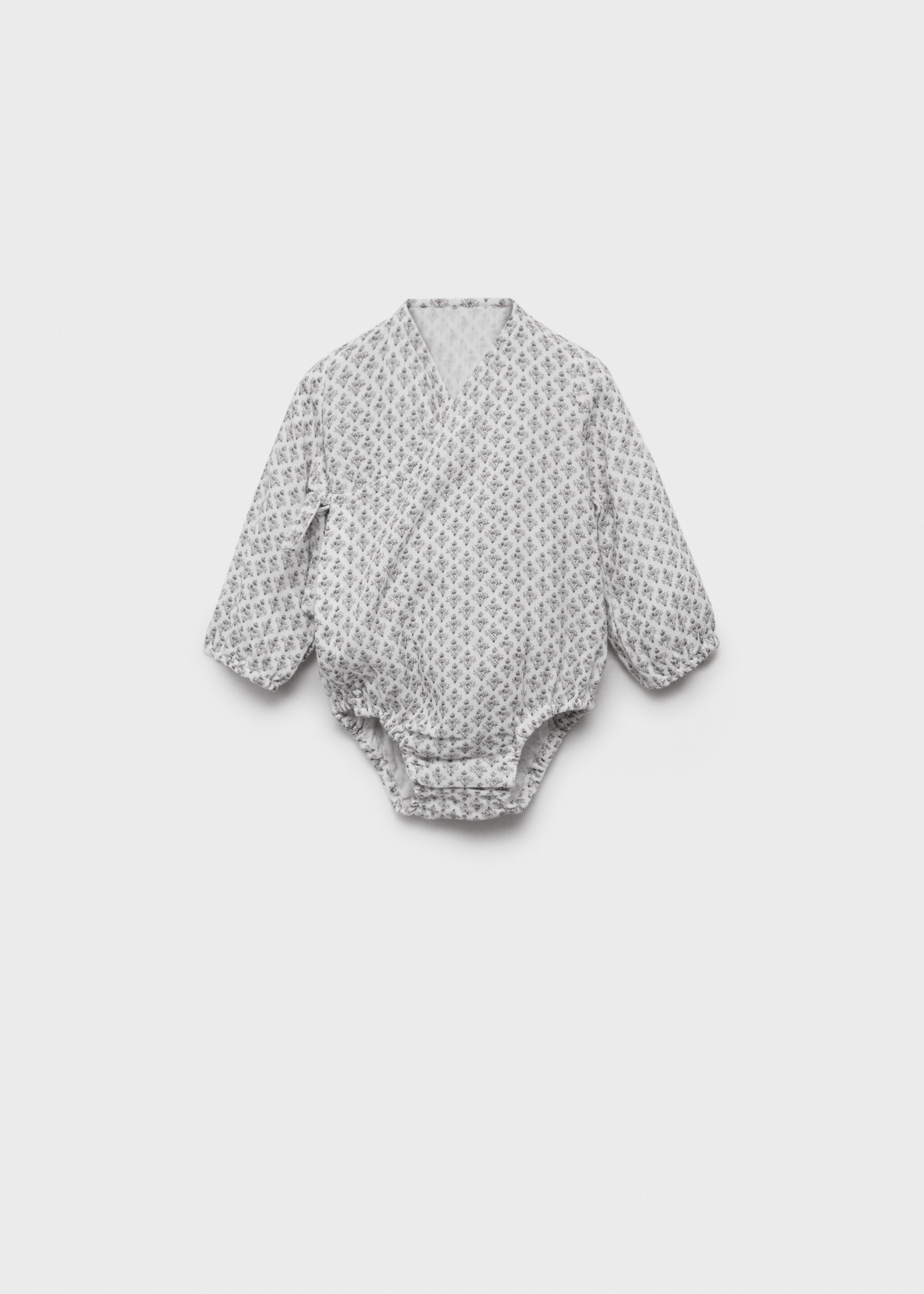 Printed crossover romper suit - Article without model, Grey. Ref: 87055966-00.