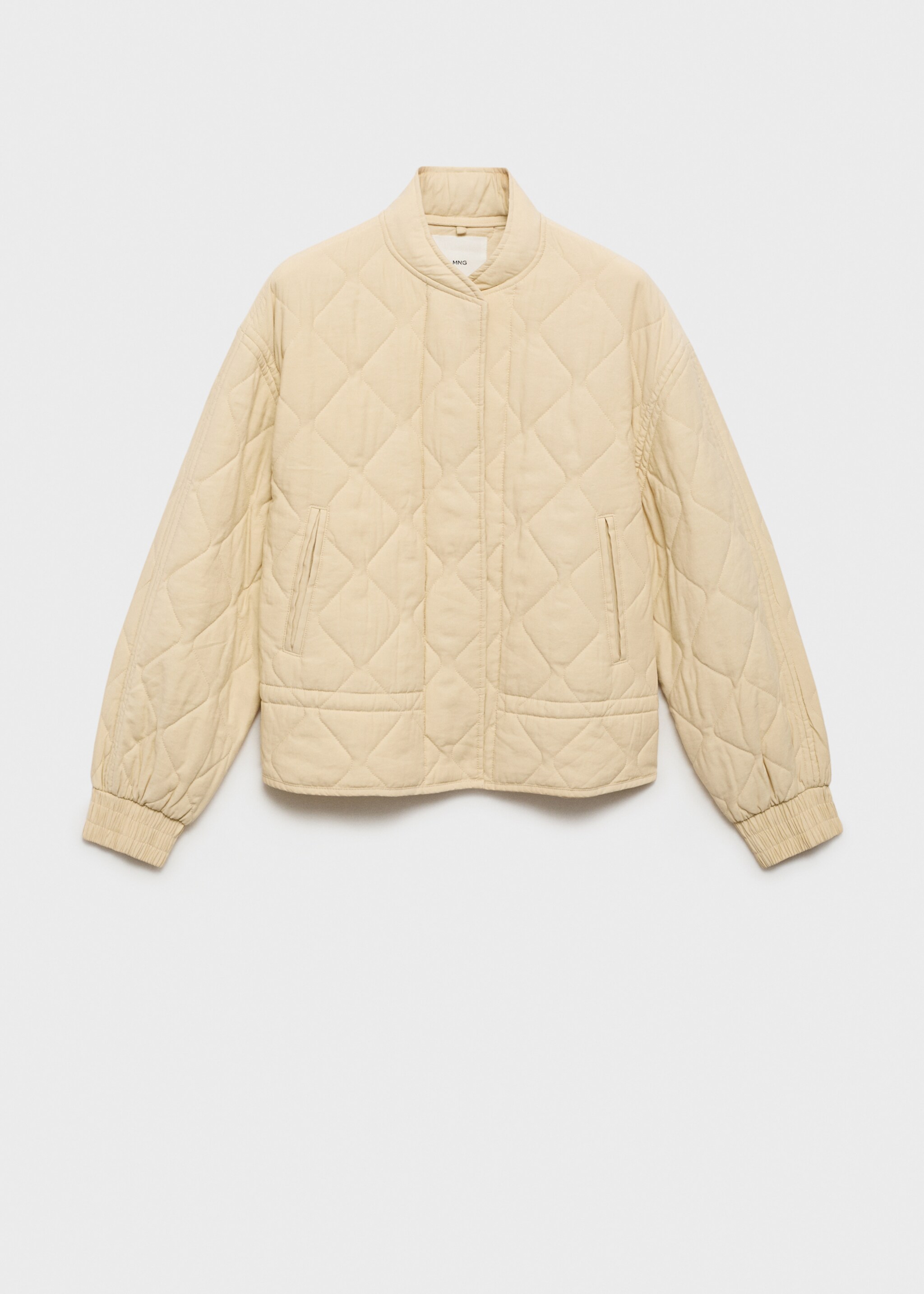 Quilted bomber jacket - Article without model, Pastel Yellow. Ref: 87055968-00.