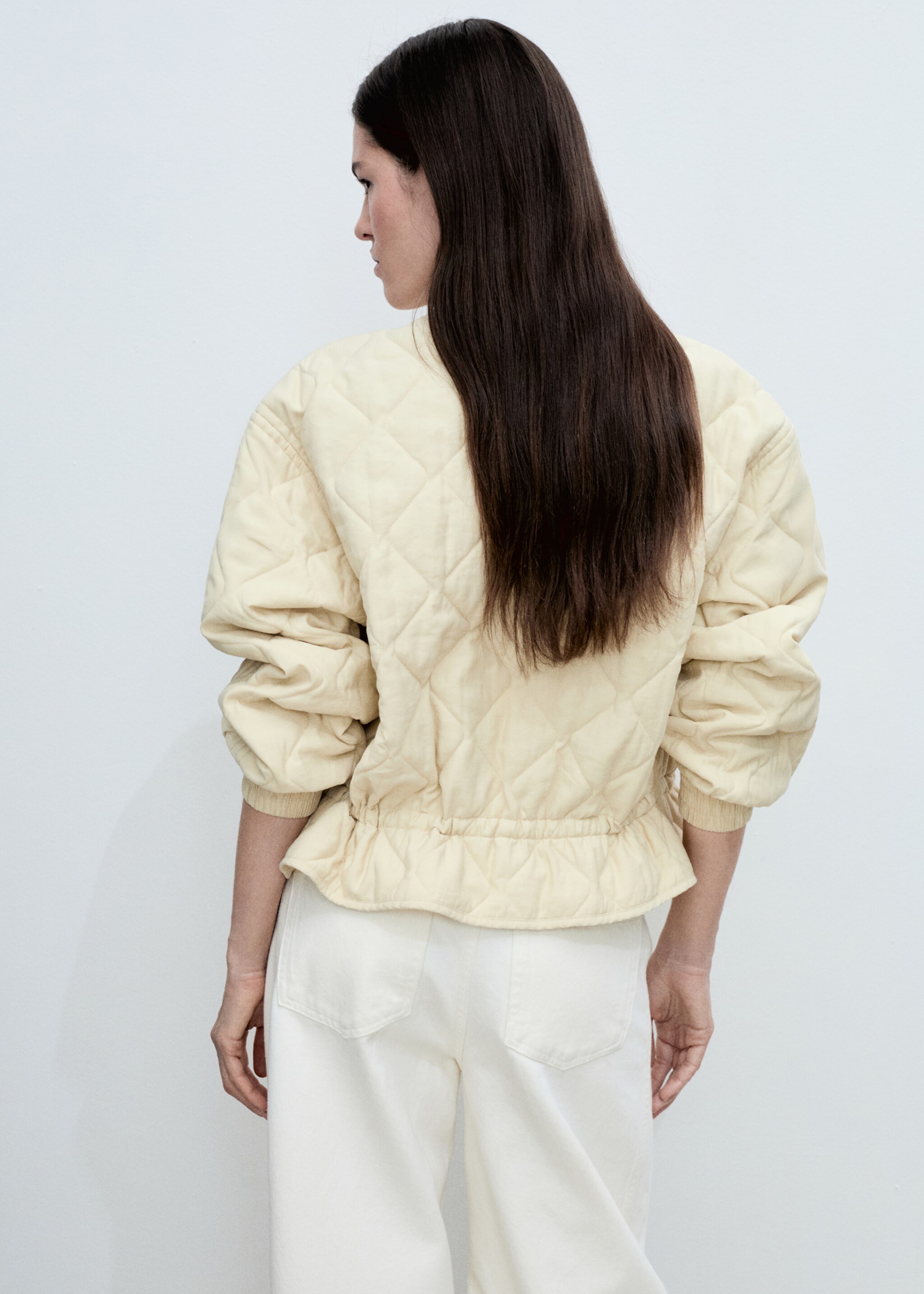 Quilted bomber jacket - Reverse of the article, Pastel Yellow. Ref: 87055968-00.