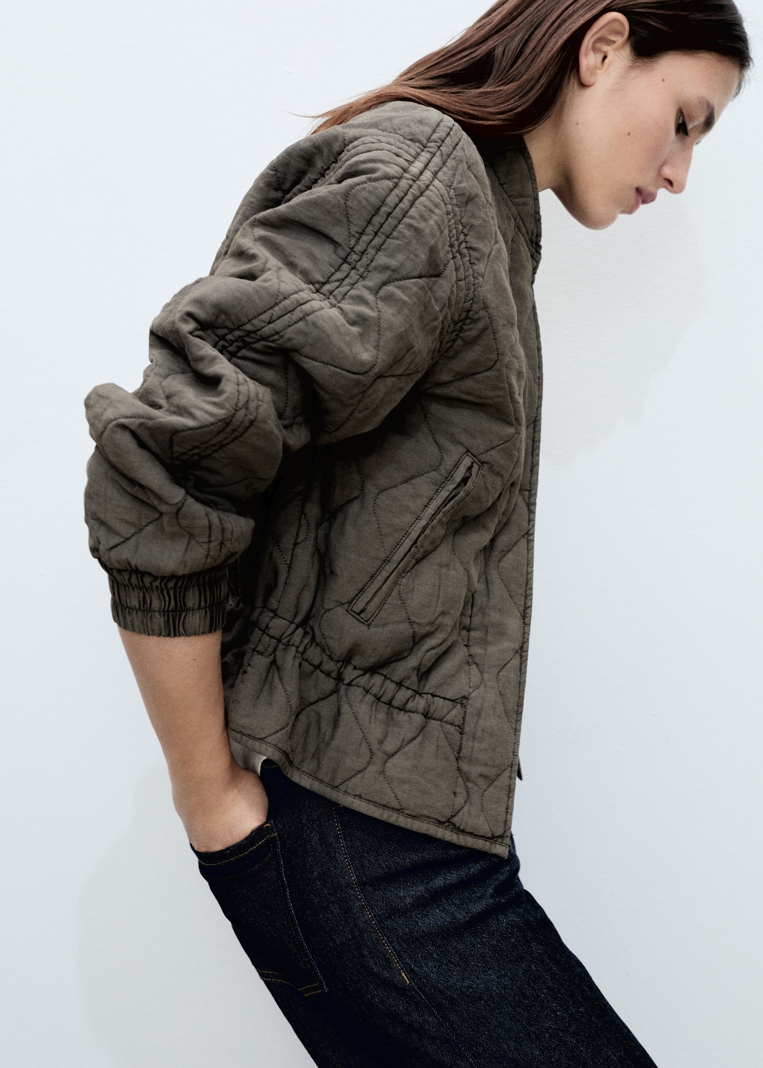 Quilted bomber jacket - Medium plane
