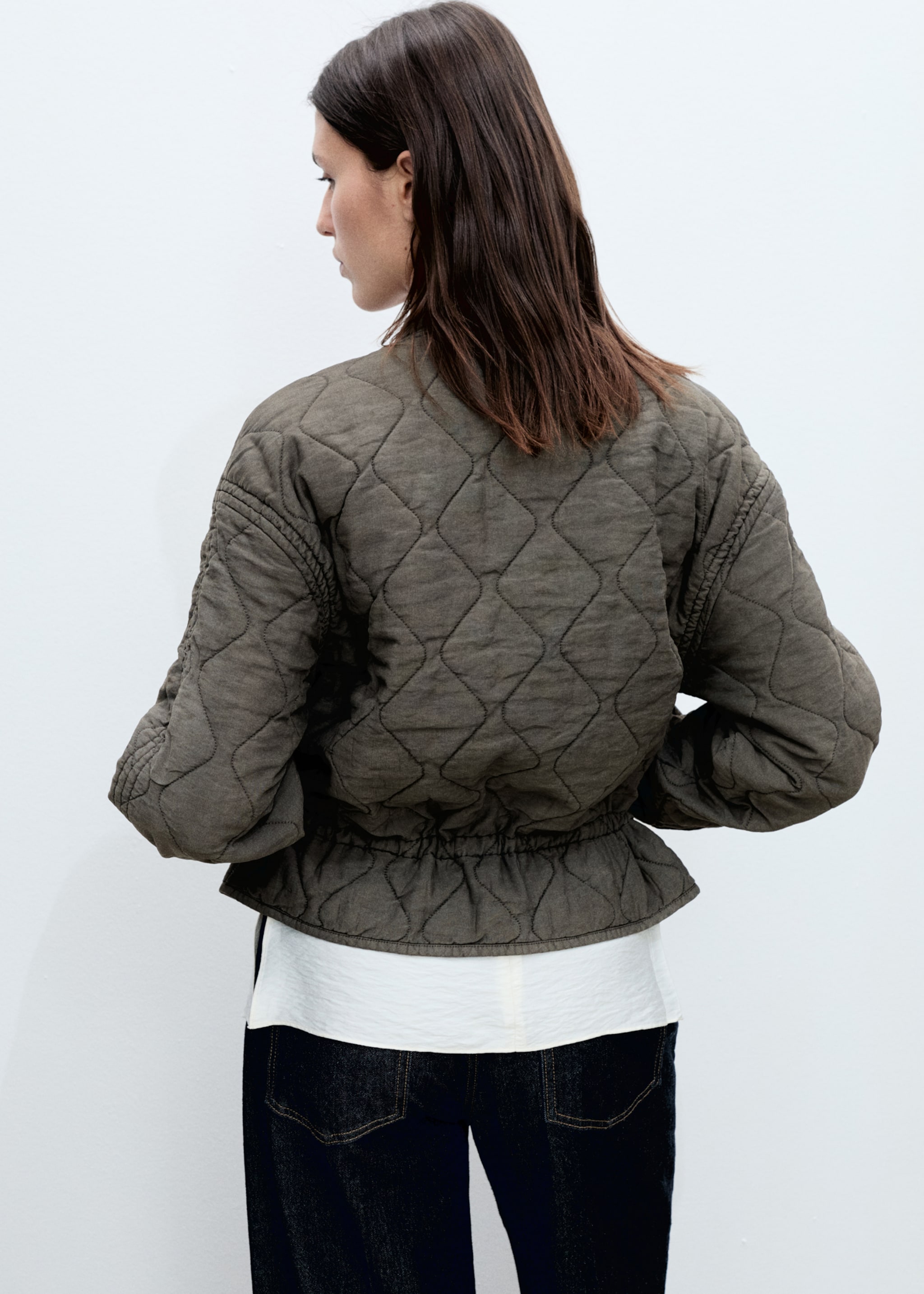 Quilted bomber jacket - Reverse of the article, Grey. Ref: 87055968-00.