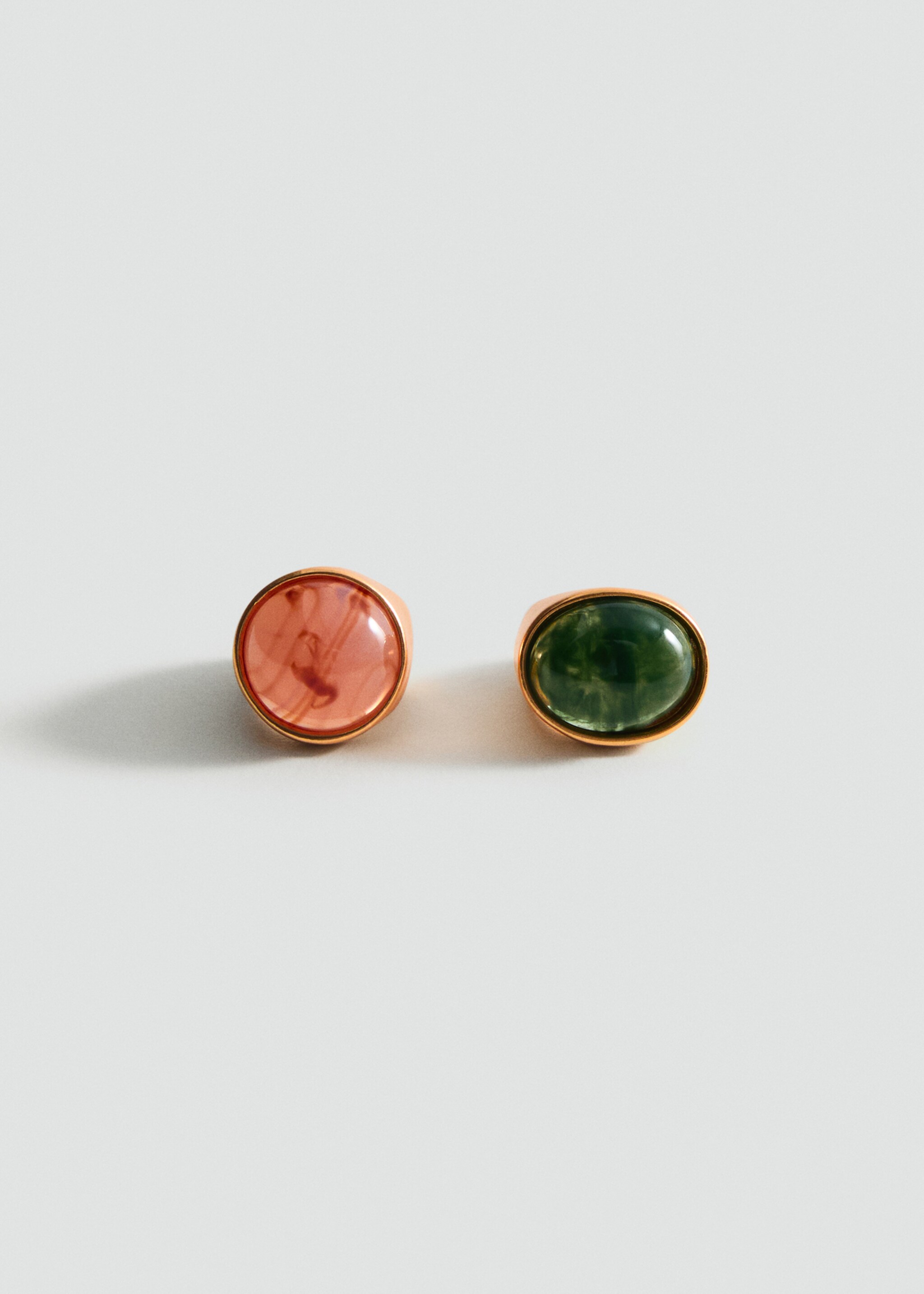 Set of 2 combined resin rings - Article without model, Gold. Ref: 87055982-00.