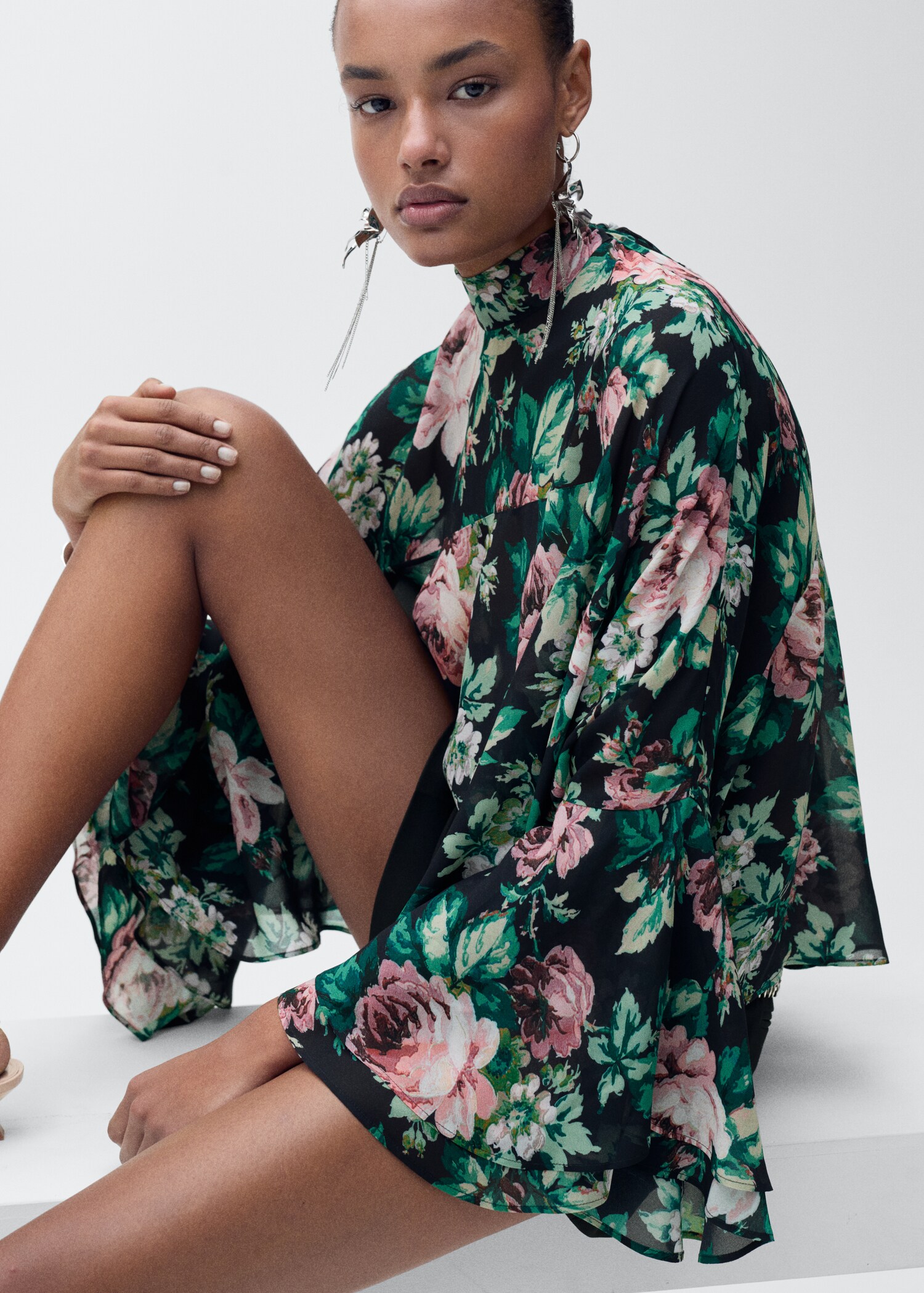 Floral-print turtleneck blouse - Details of the article 6