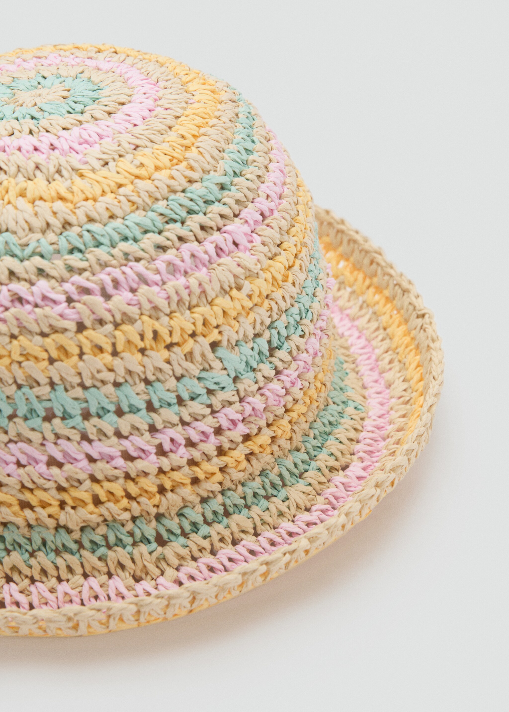 Kombinierter Naturfaser-Hut - Mittlere Ansicht, Rosa. Ref: 87056342-00.