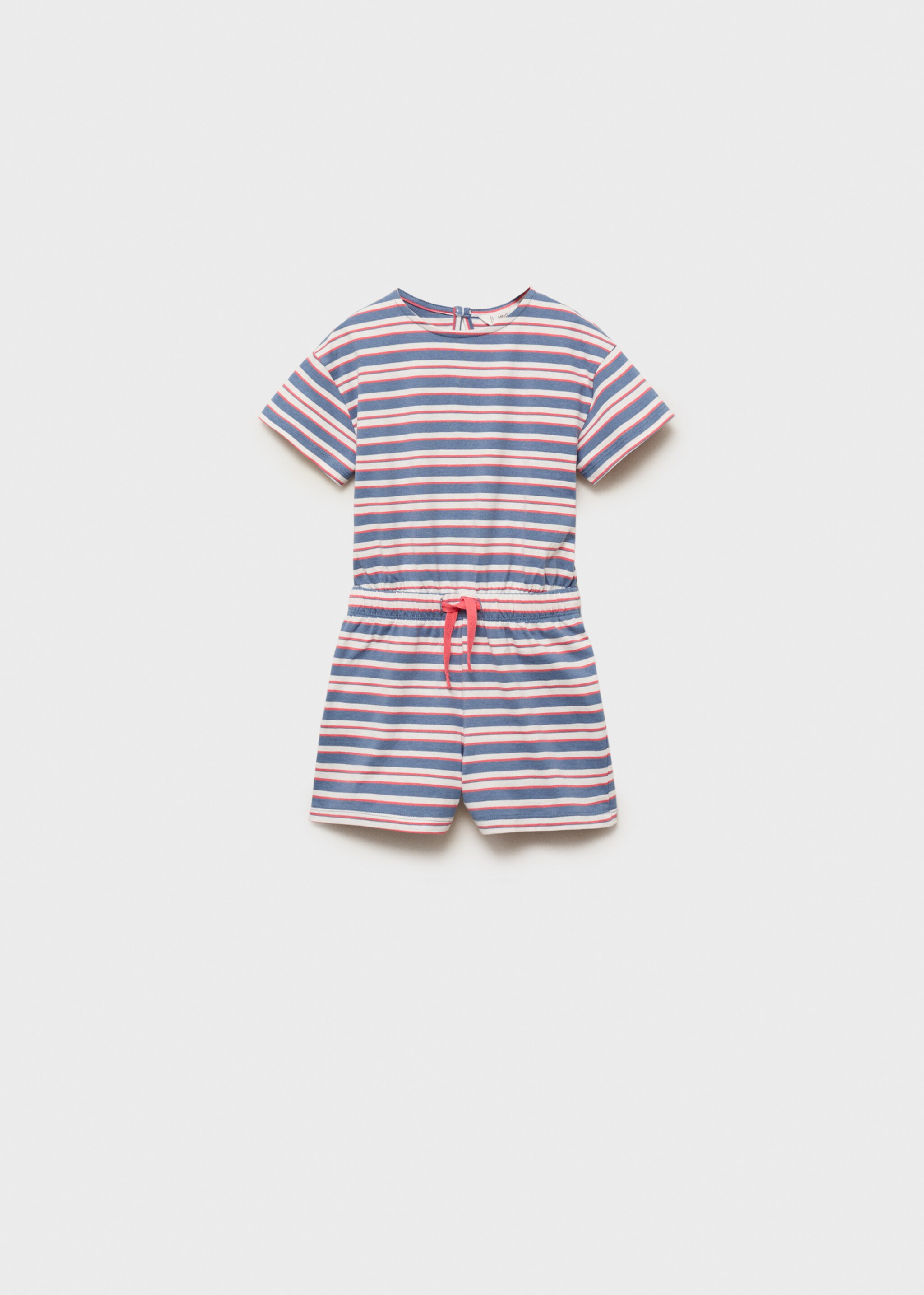 Kurzer Baumwoll-Jumpsuit mit Streifenmuster - Artikel ohne Model, Dunkles Marineblau. Ref: 87056351-00.