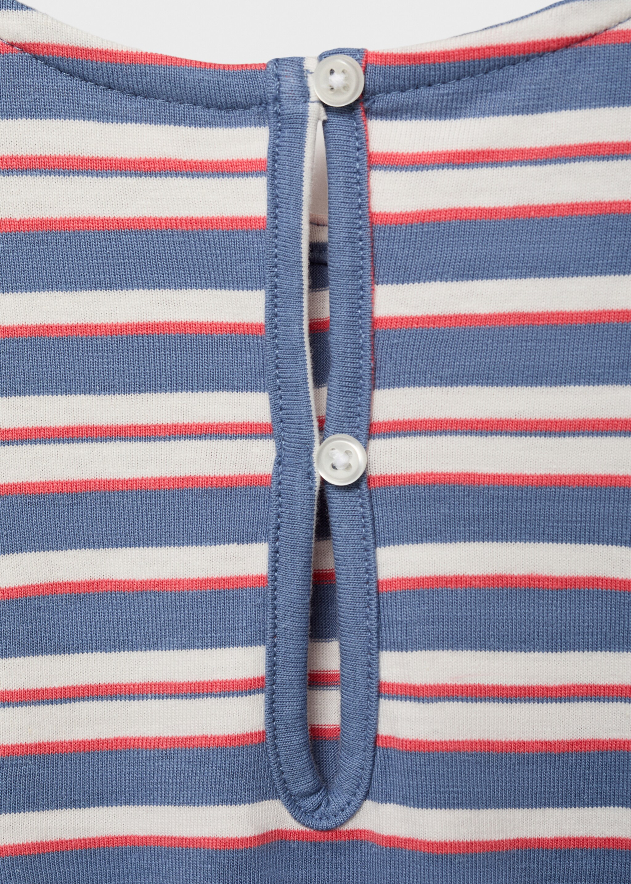 Kurzer Baumwoll-Jumpsuit mit Streifenmuster - Detail des Artikels 0, Dunkles Marineblau. Ref: 87056351-00.