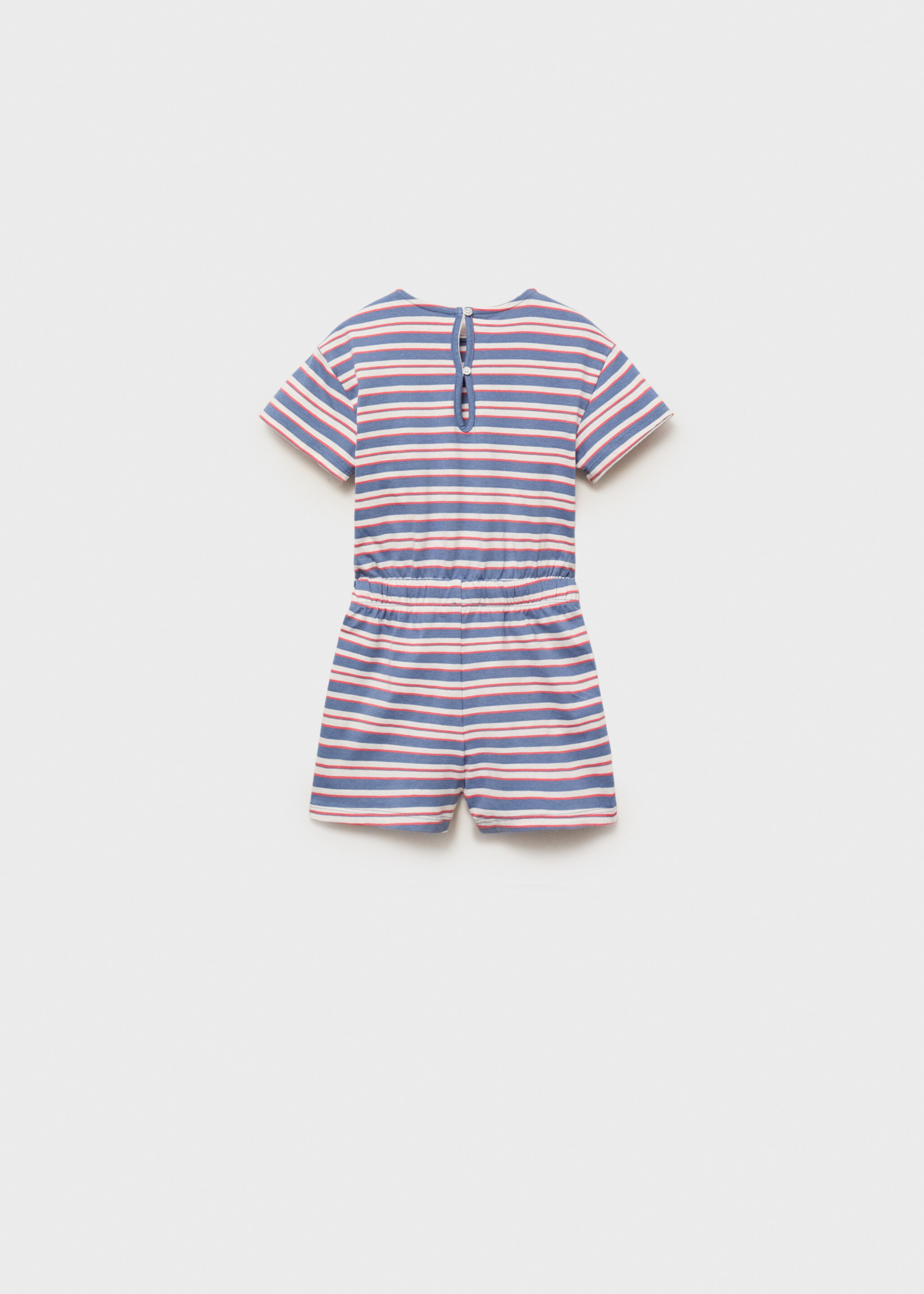 Kurzer Baumwoll-Jumpsuit mit Streifenmuster - Rückseite des Artikels, Dunkles Marineblau. Ref: 87056351-00.