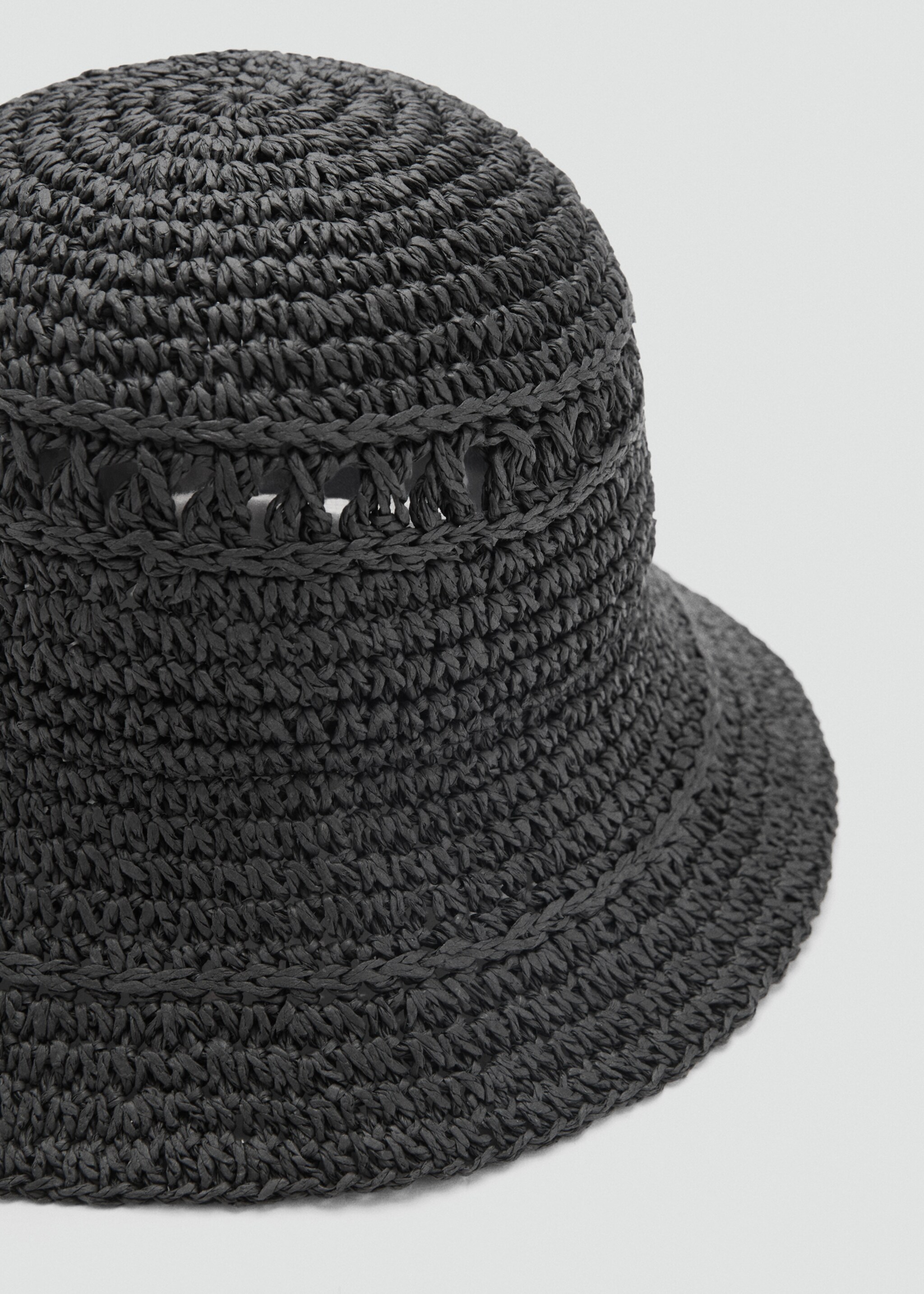 Straw bucket hat - Medium plane, Black. Ref: 87056359-00.