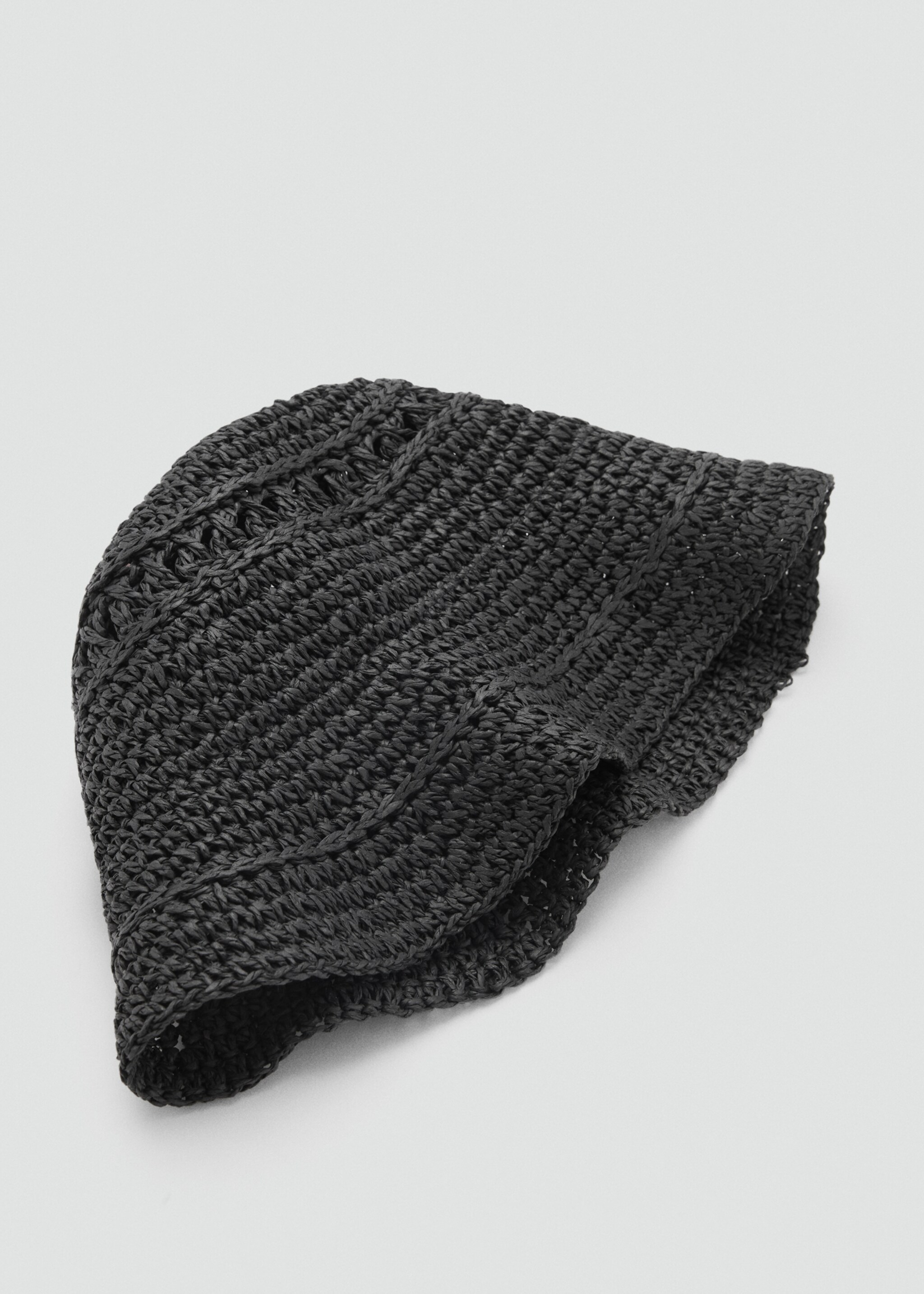 Straw bucket hat - Details of the article 1, Black. Ref: 87056359-00.